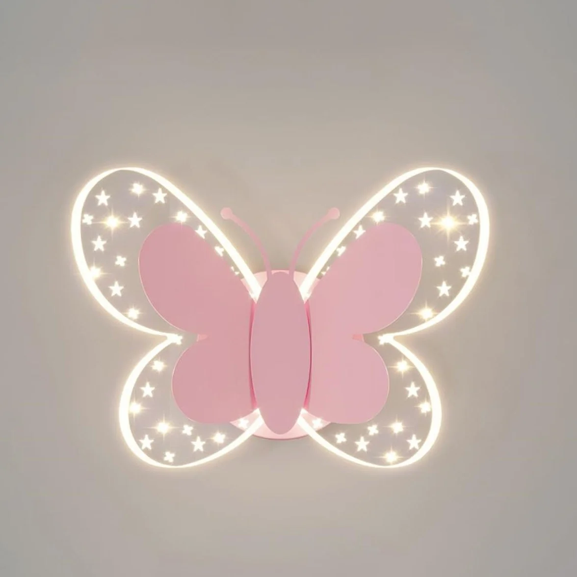 Applique Murale LED 16W Papillon Rose Chambre Enfant