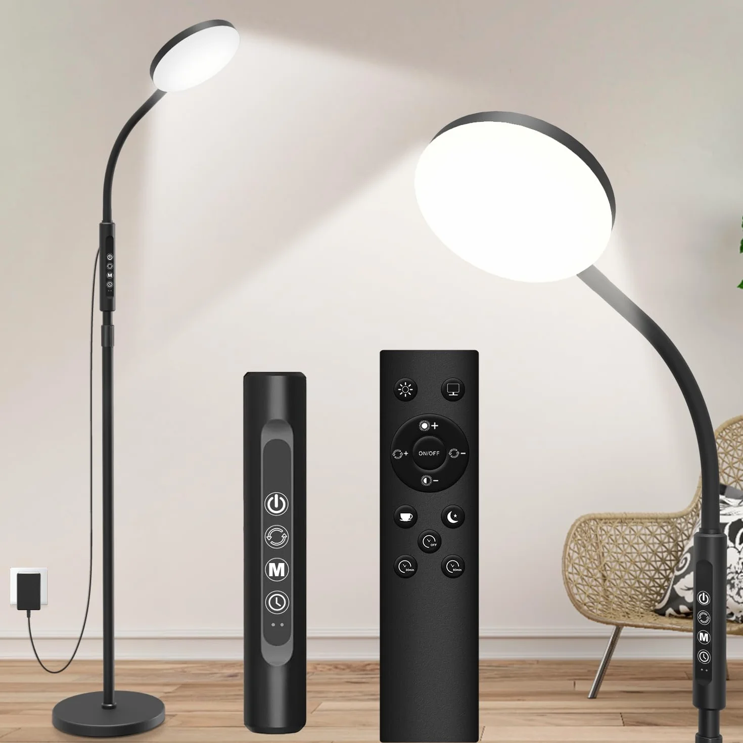 Lampadaire LED 20 000 Lux à Hauteur Réglable, 5 Couleurs, 10 Niveaux, Minuterie