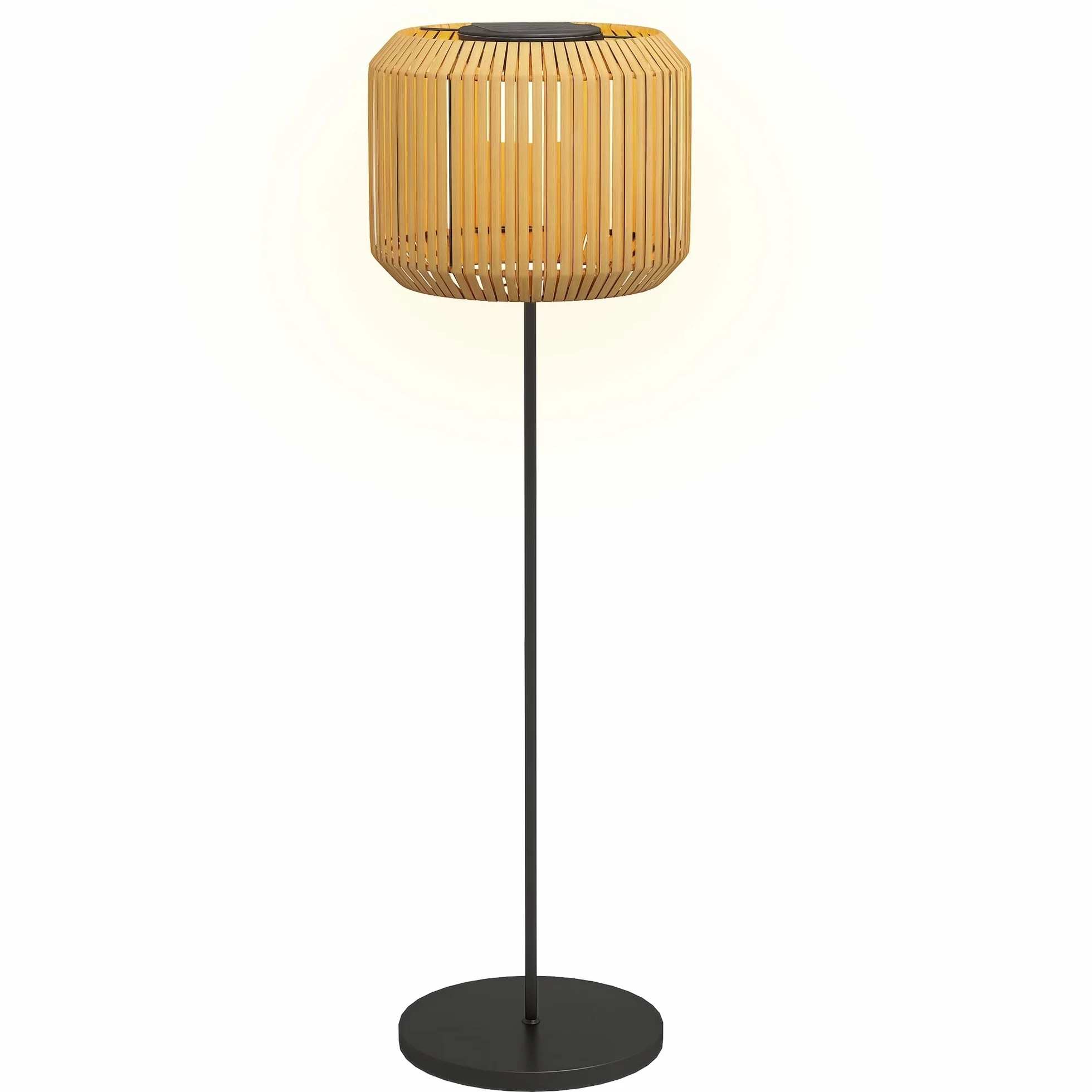 Outsunny Lampadaire solaire extérieur en résine tressée, rechargeable avec capteur lumière, LED étanche, 130 cm, jaune