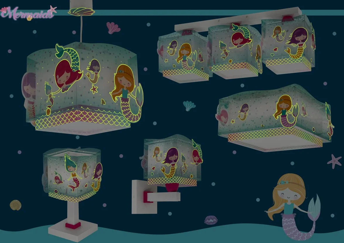 Dalber lampe de chevet enfant Sirènes Mermaids E14 Turquoise