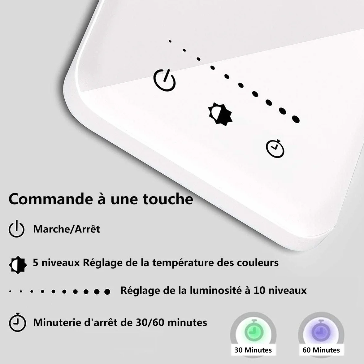 SLATOR Lampe de Bureau LED, Dimmable, 5 Modes de Couleur, 10 Niveaux de Luminosité, Contrôle Tactile, Protection des Yeux, Port USB, Minuterie