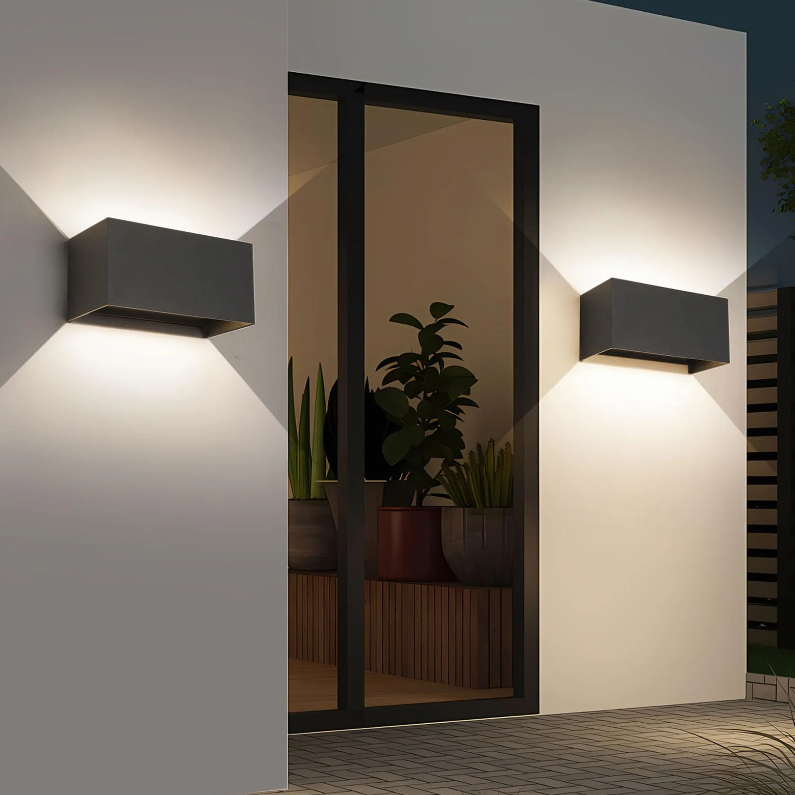 FUPE LED Applique Murale Extérieure IP65 25W Imperméable Aluminium Moderne Noir 4000k
