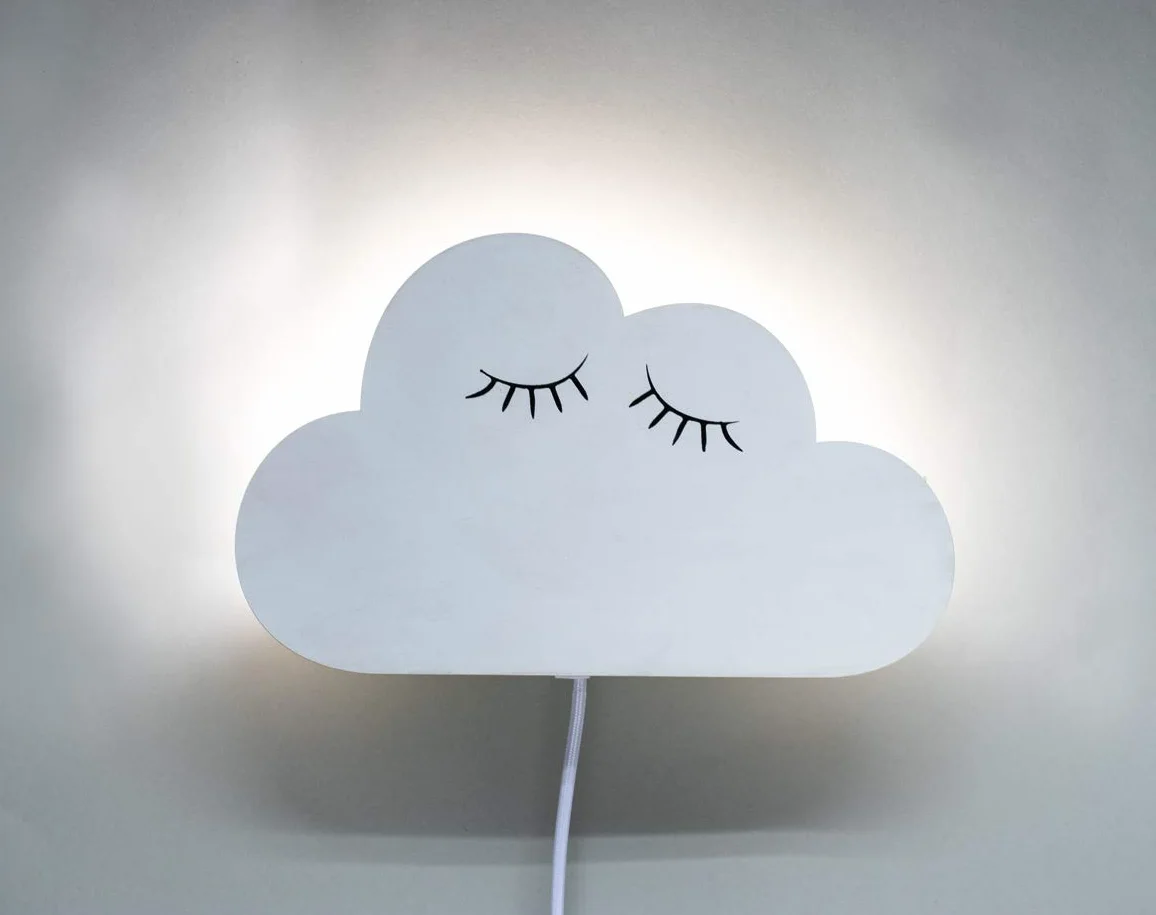 Rayher Lampe murale nuage bois naturel FSCMixCred kit 6 pièces 31x18,5x7,5cm décoration chambre d'enfant