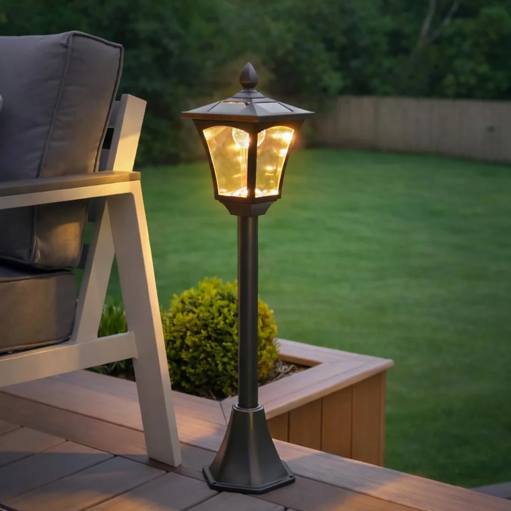 Festive Lights Lampadaire Solaire LED Noir 120cm Blanc Chaud Jardin