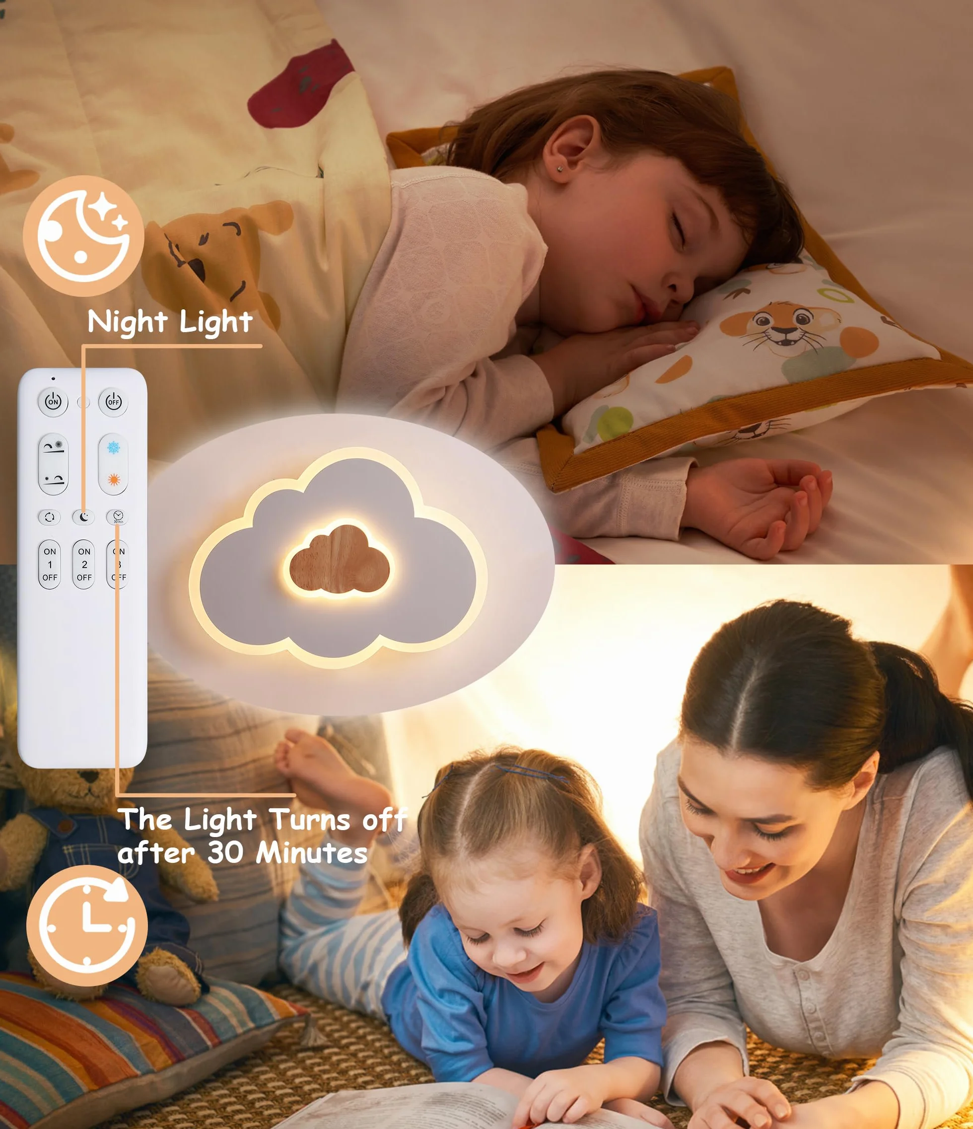 Lampe de Plafond LED Nuage 26W Dimmable avec Télécommande 3000K-6000K 500mm Blancs Modernes