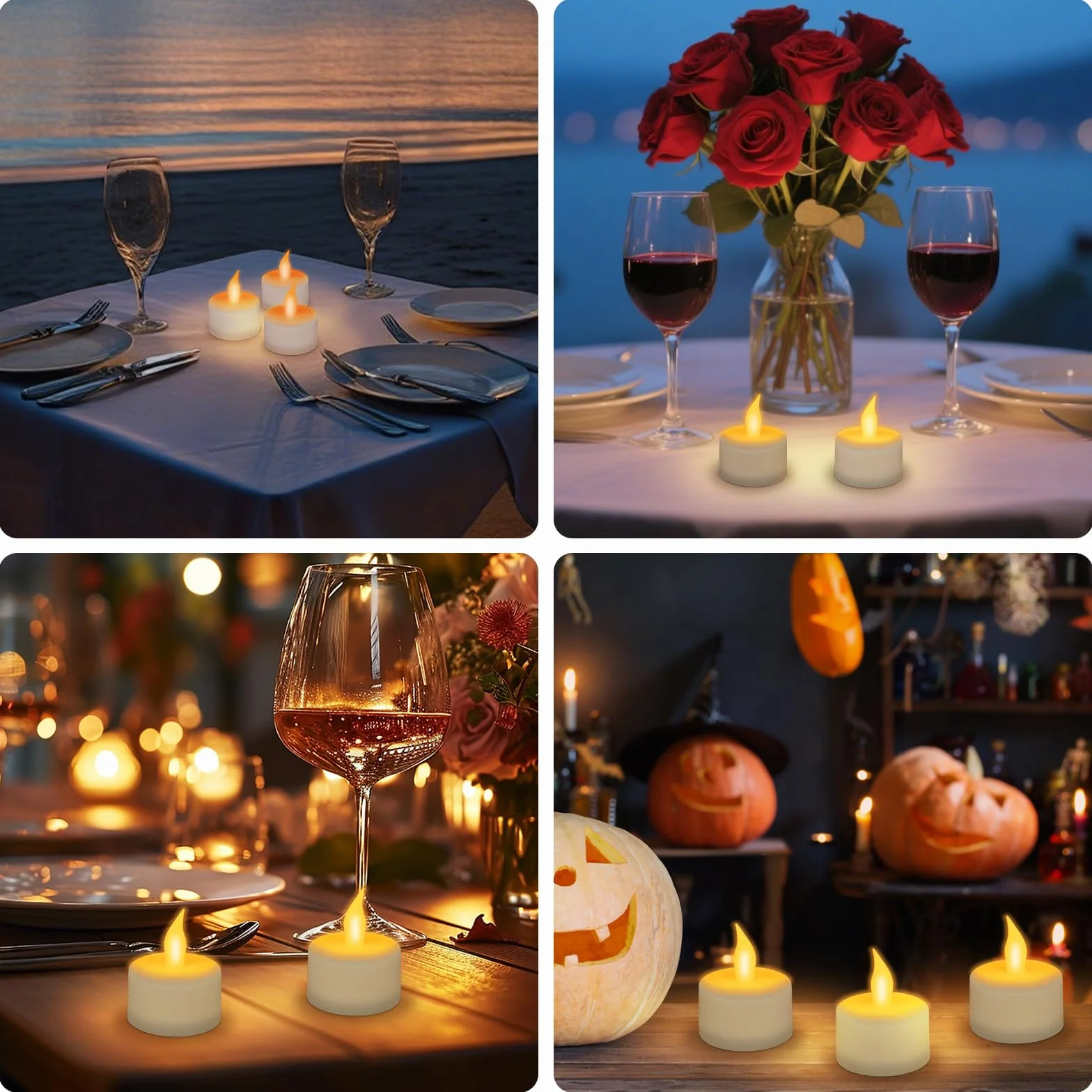 Bougie LED Rechargeable avec Télécommande, Lot de 12, Flamme Vacillante, Minuteur, pour Mariage Halloween
