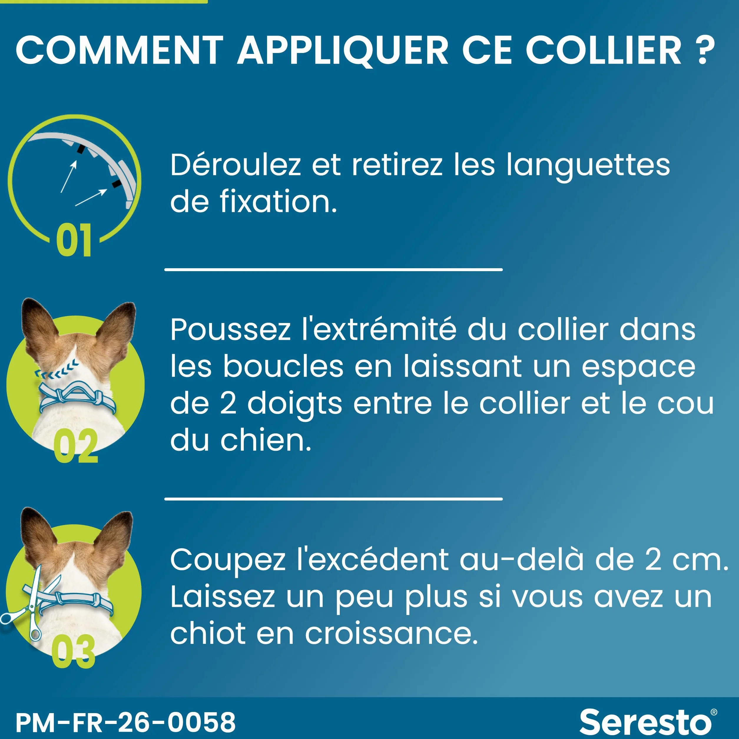 Seresto Collier Grands Chiens anti puces et tiques protection 7-8 mois gris