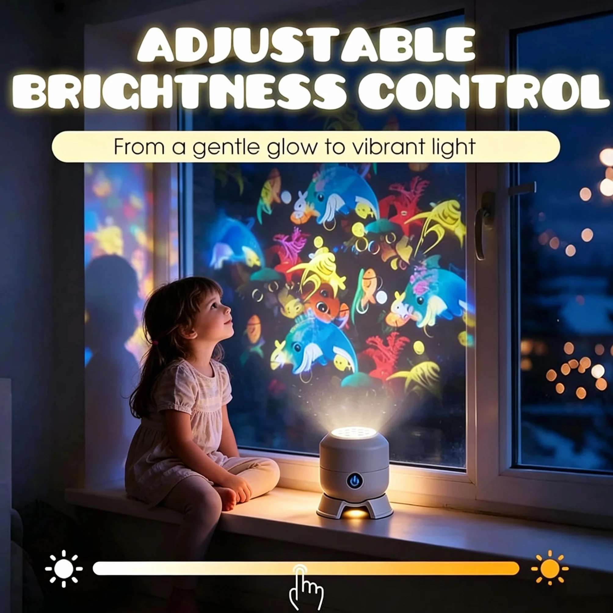 Projecteur LED rotatif 360° USB, lumière nocturne flocon de neige/océan, lumière d'ambiance LED à intensité variable