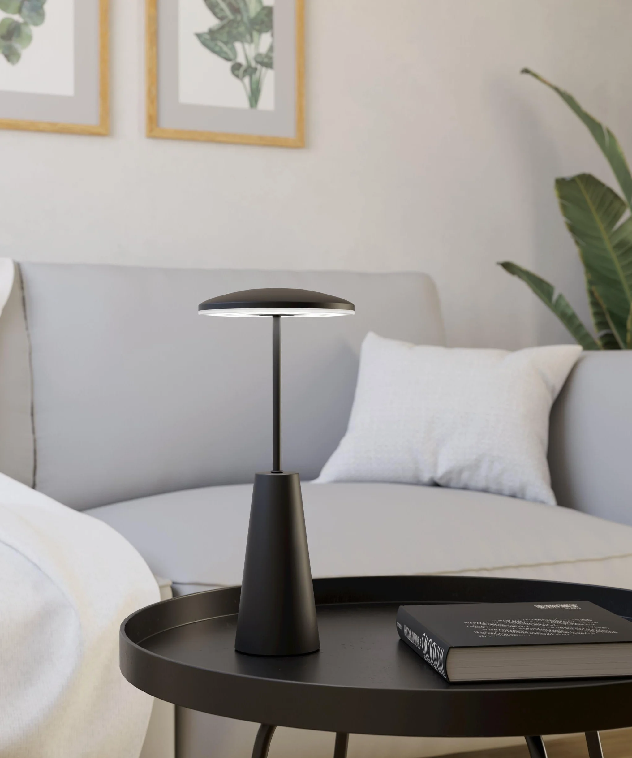 Eglo Lampe de table extérieure LED Piccola avec toucher dimmable, lumière réglable, métal noir, IP54