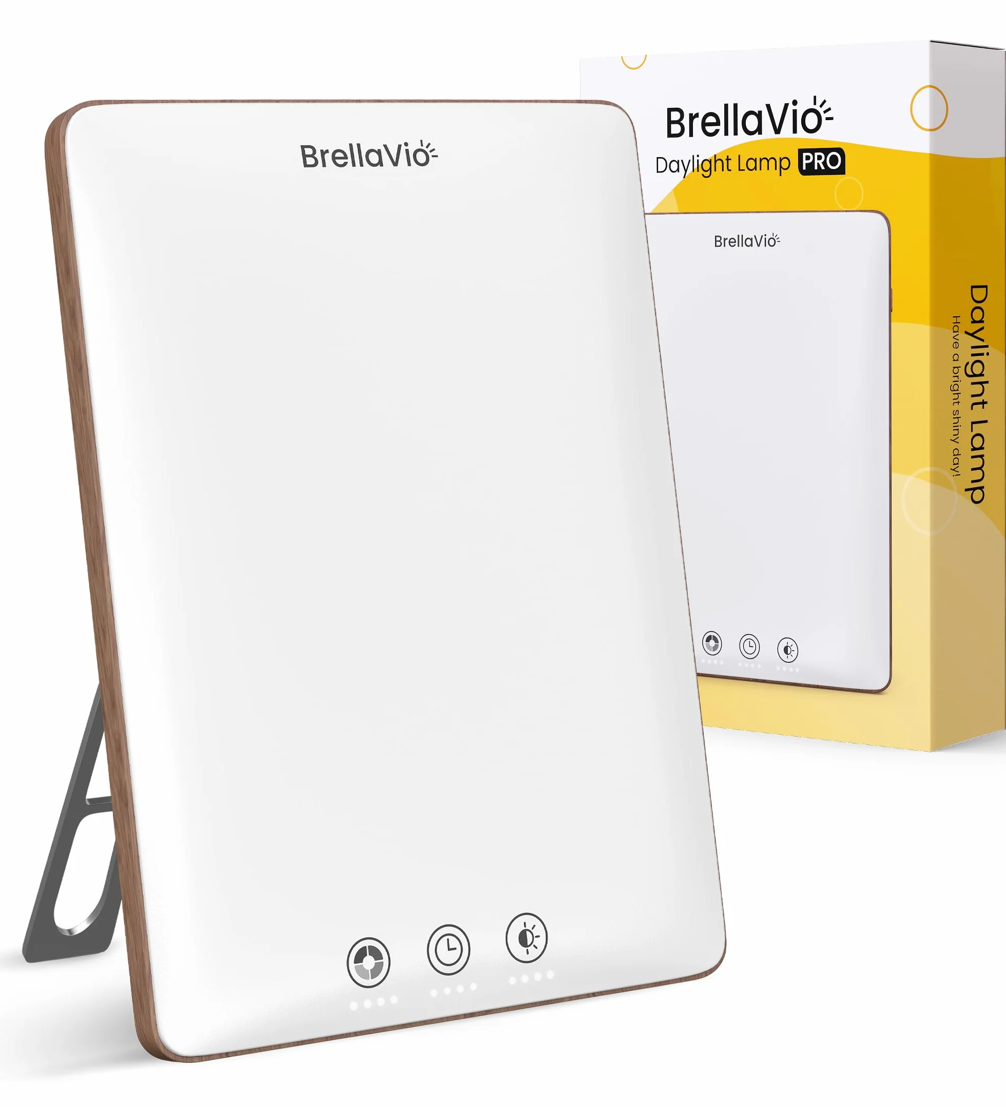 BrellaVio Lampe à lumière du jour PRO 12 000 lux LED sans UV - Lampe de Jour - Couleur bois