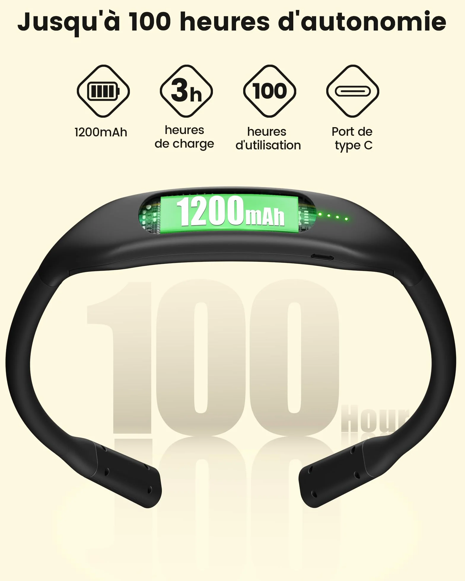 Glocusent Lampe de Lecture Rechargeable 100h Lumière Réglable 5 Niveaux Couleurs Noir