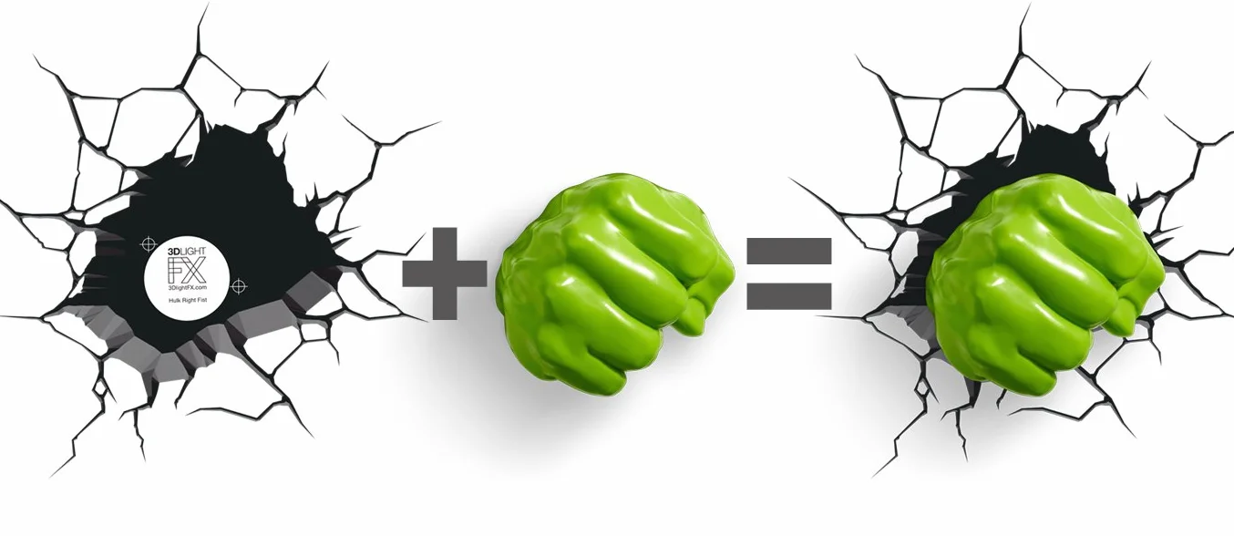 Marvel Hulk Fist 3D Wall Light, Plastique, Green