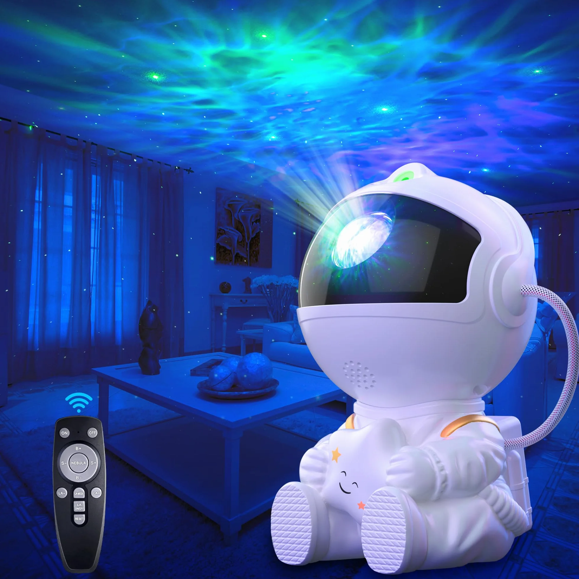 Macchiatto Astronaute Projecteur Ciel Étoilé 8 Modes Nébuleuse Galaxy Télécommande Rotation 360° Veilleuse