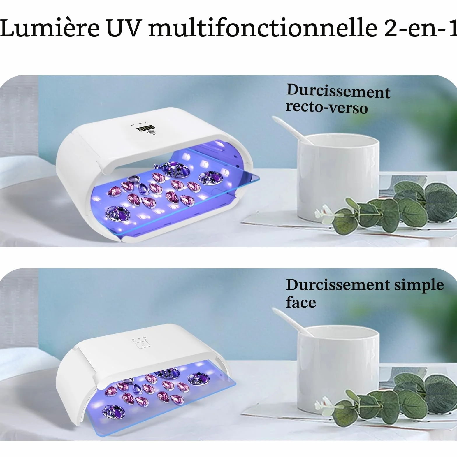 Lampe à Résines UV Double Face Lumière 48W Pliable pour Résine à Séchage Rapide avec Affichage LED