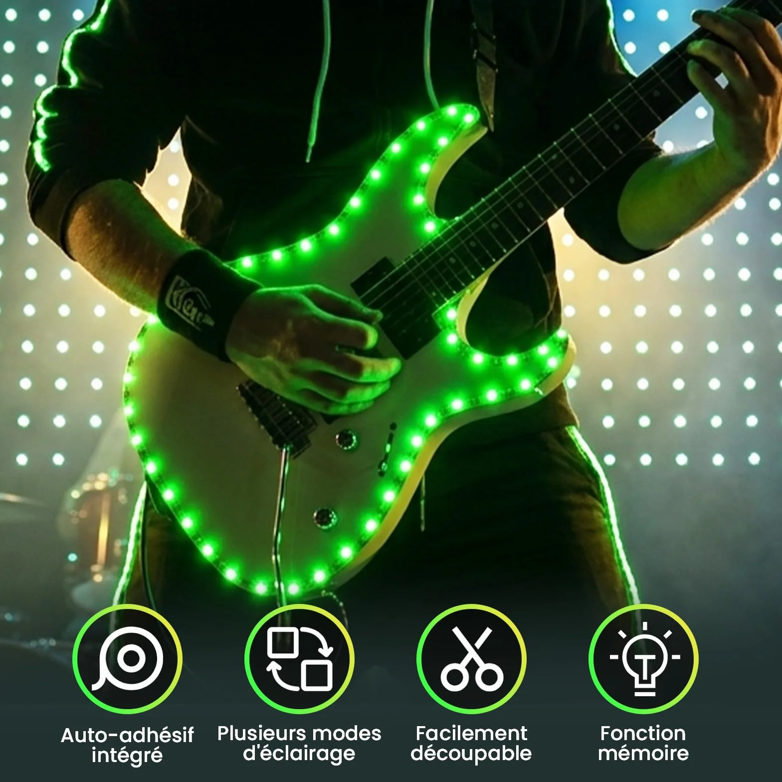 Bande LED à Piles 2M Ruban Lumineux Auto Adhésif Télécommande 24 Touches Dimmable