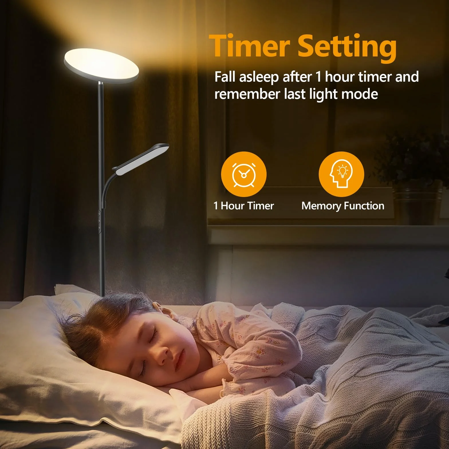 42W LED Lampadaire Dimmable 4000LM Super Lumineux Pied Salon avec Liseuse 2700K-6500K Télécommande Contrôle Tactile