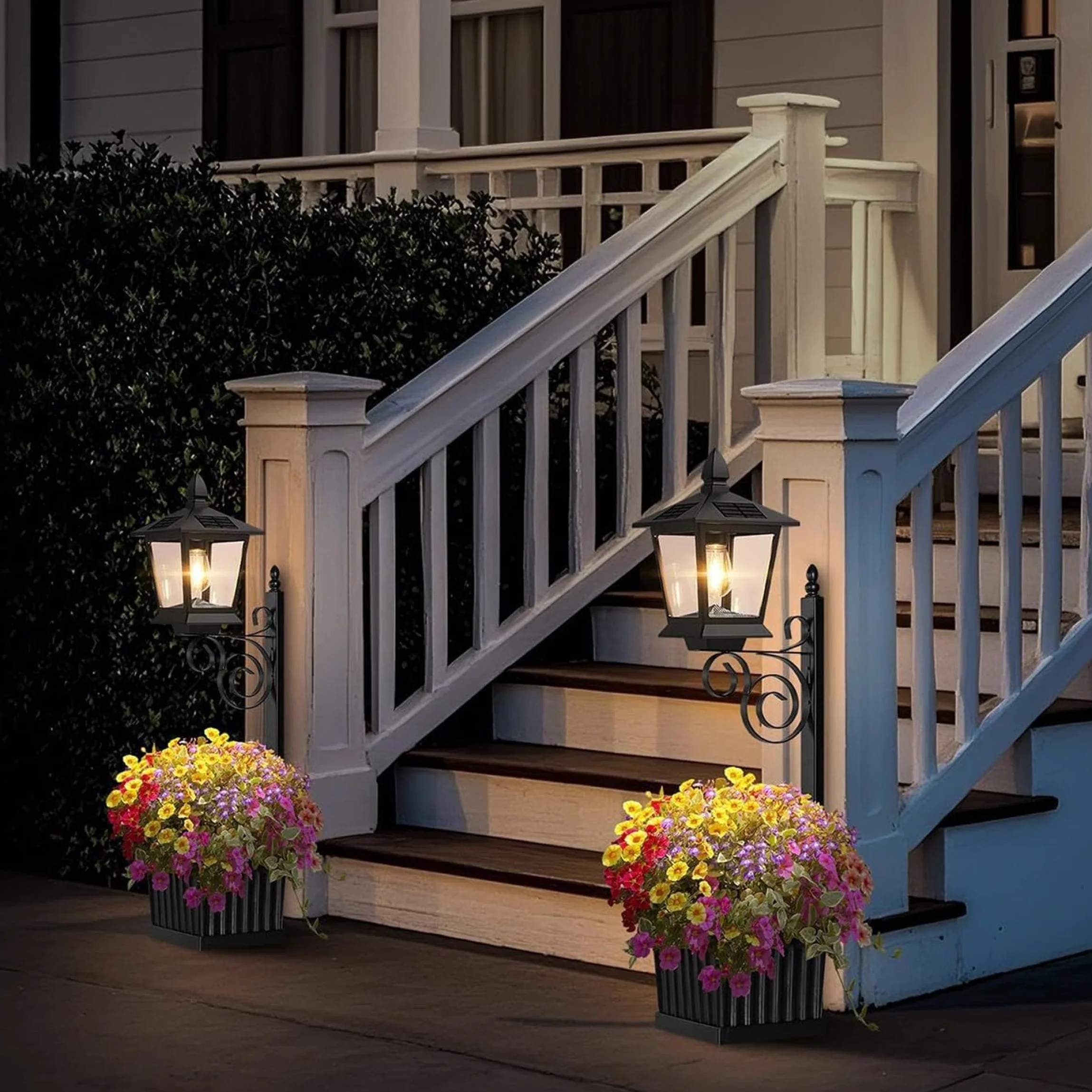Lampadaire Solaire 2 en 1 avec Jardinière, IP65 Étanche, Support Mural et Sol