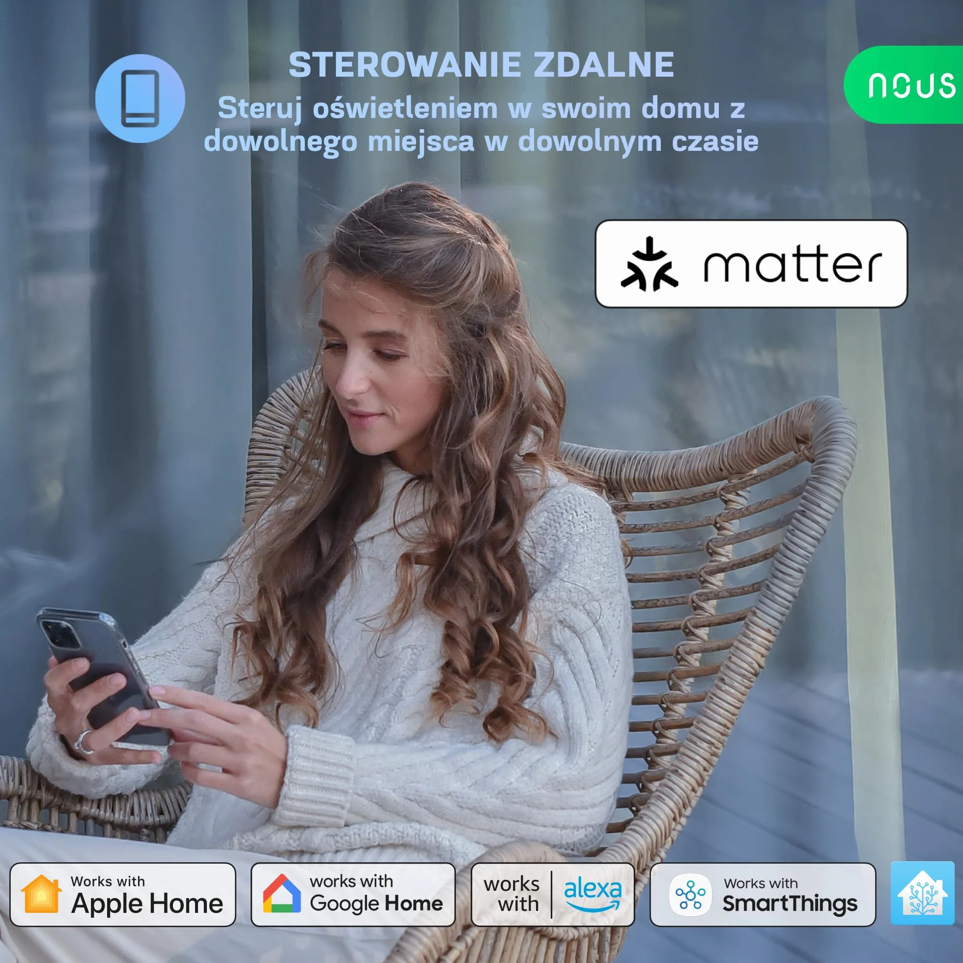 NOUS E27 RGB LED Ampoule Connectée WiFi Dimmable, Compatible Alexa Google Home