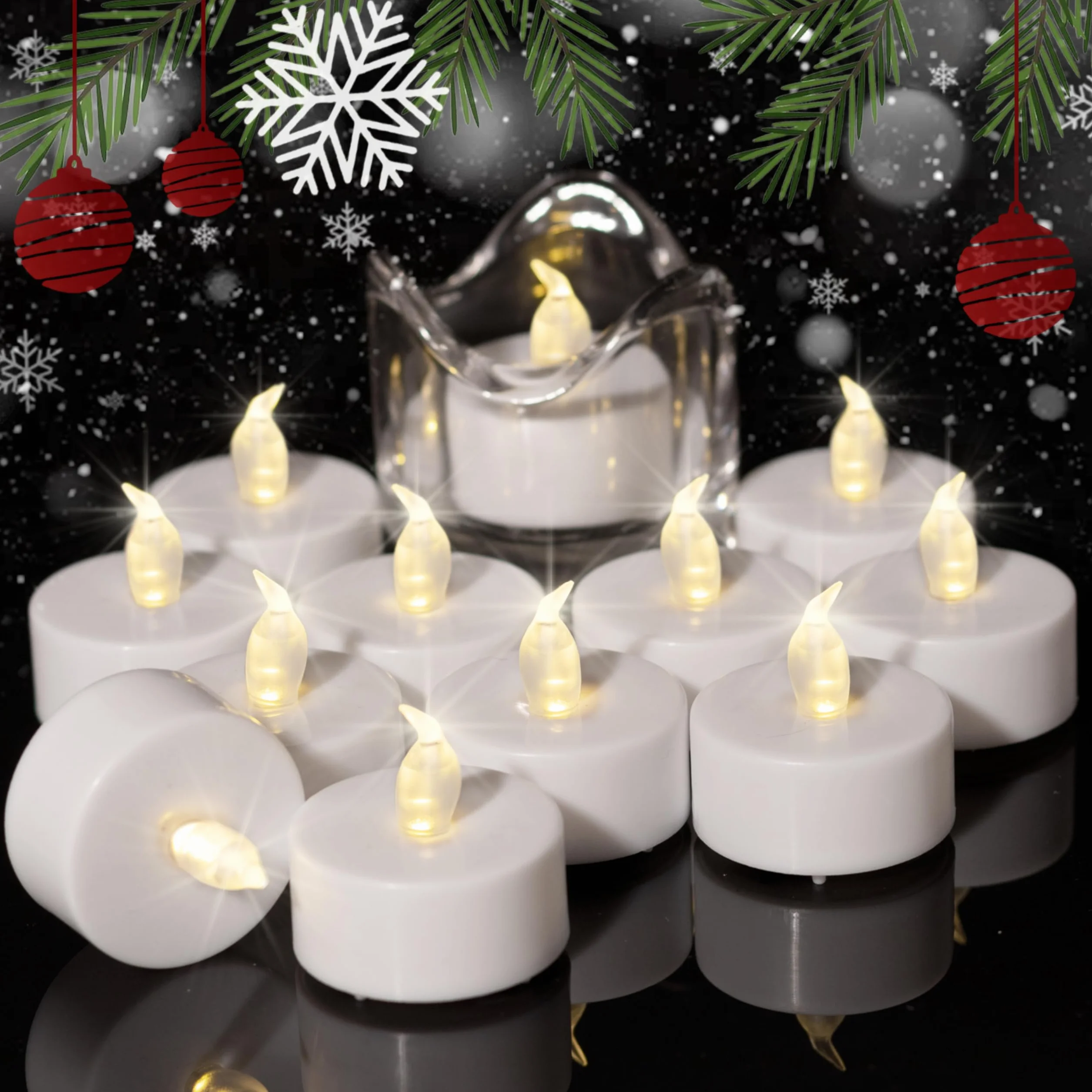 Bougies Chauffe-Plat LED Sans Feu Flamme Vacillante Électronique 200+ Heures Réaliste pour Noël Décoration
