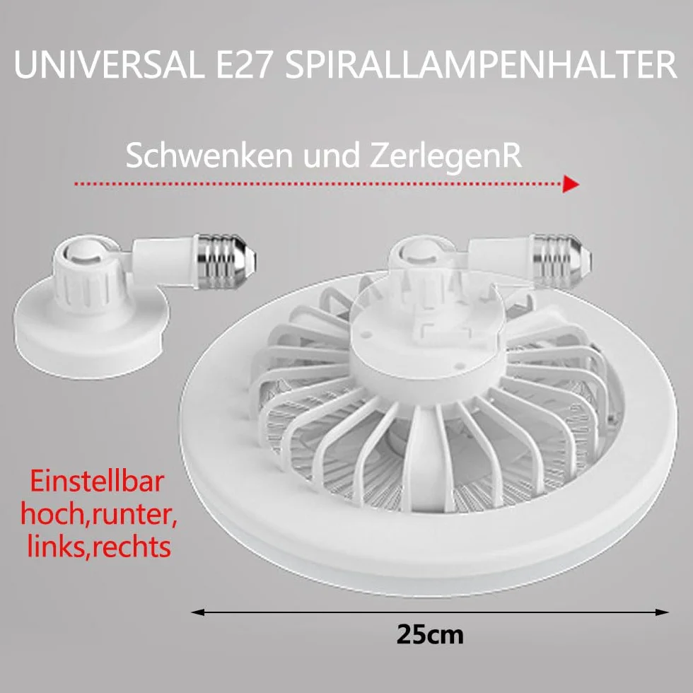 Ventilateur de Plafond avec Lumière E27 Silencieux Télécommande 25cm Jaune