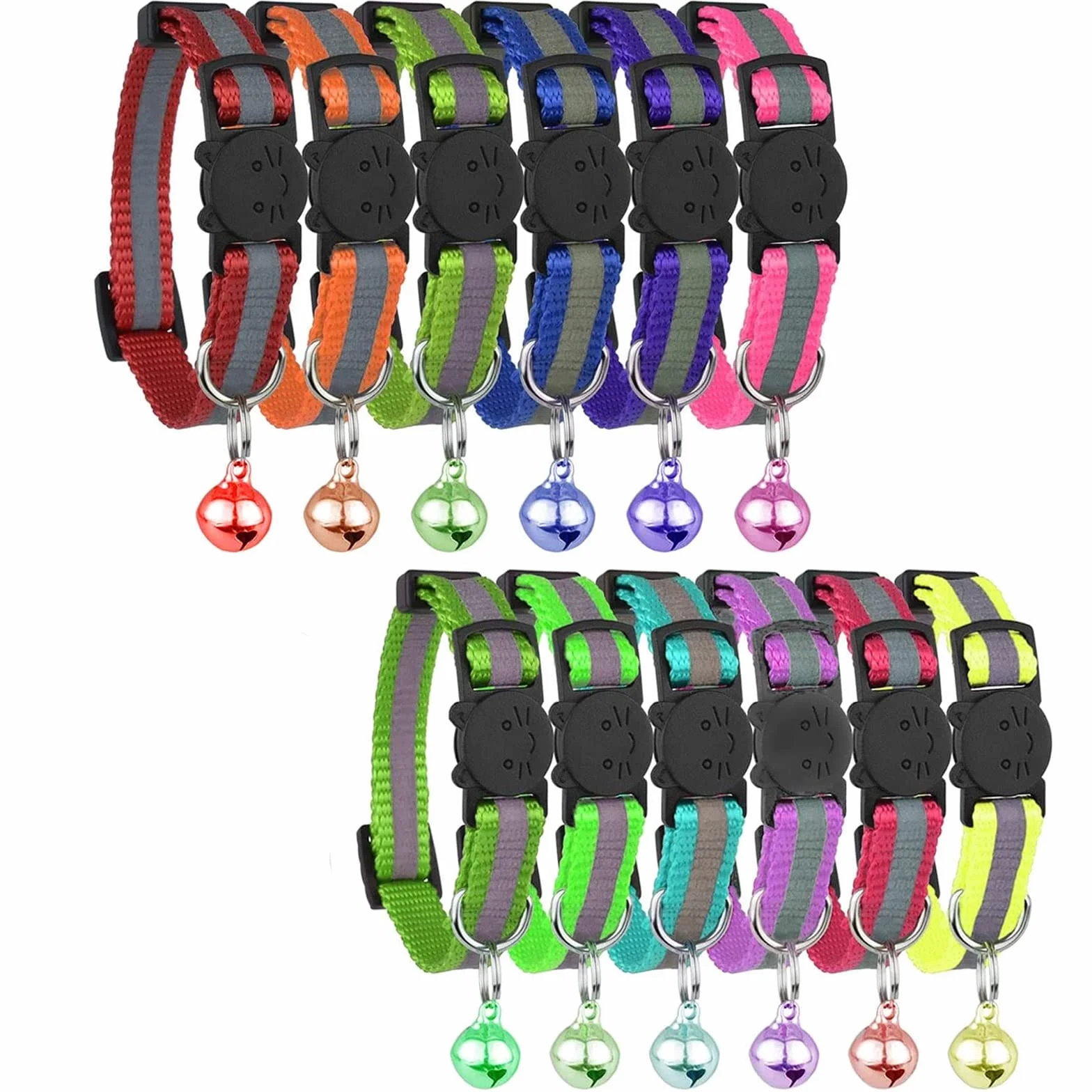 Collier Chat Réfléchissant Anti étranglement avec Cloche Réglable Accessoire Chat
