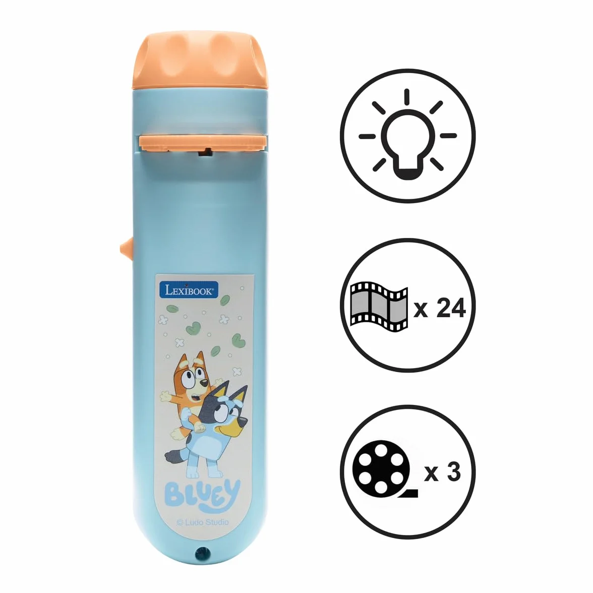 Lexibook Bluey Projecteur à Histoires Lampe Torche LTC050BYLXB Bleu Jaune