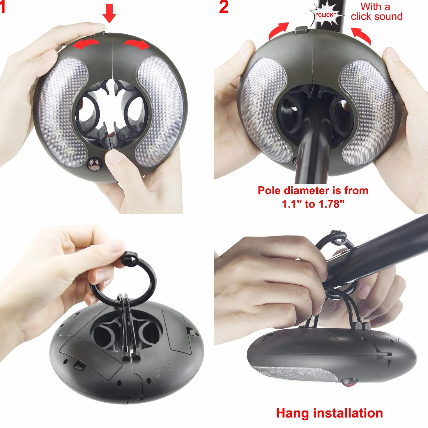 HONWELL Lampe Parasol Batterie 4000K Lumière Patio Télécommande Éclairage Jardin