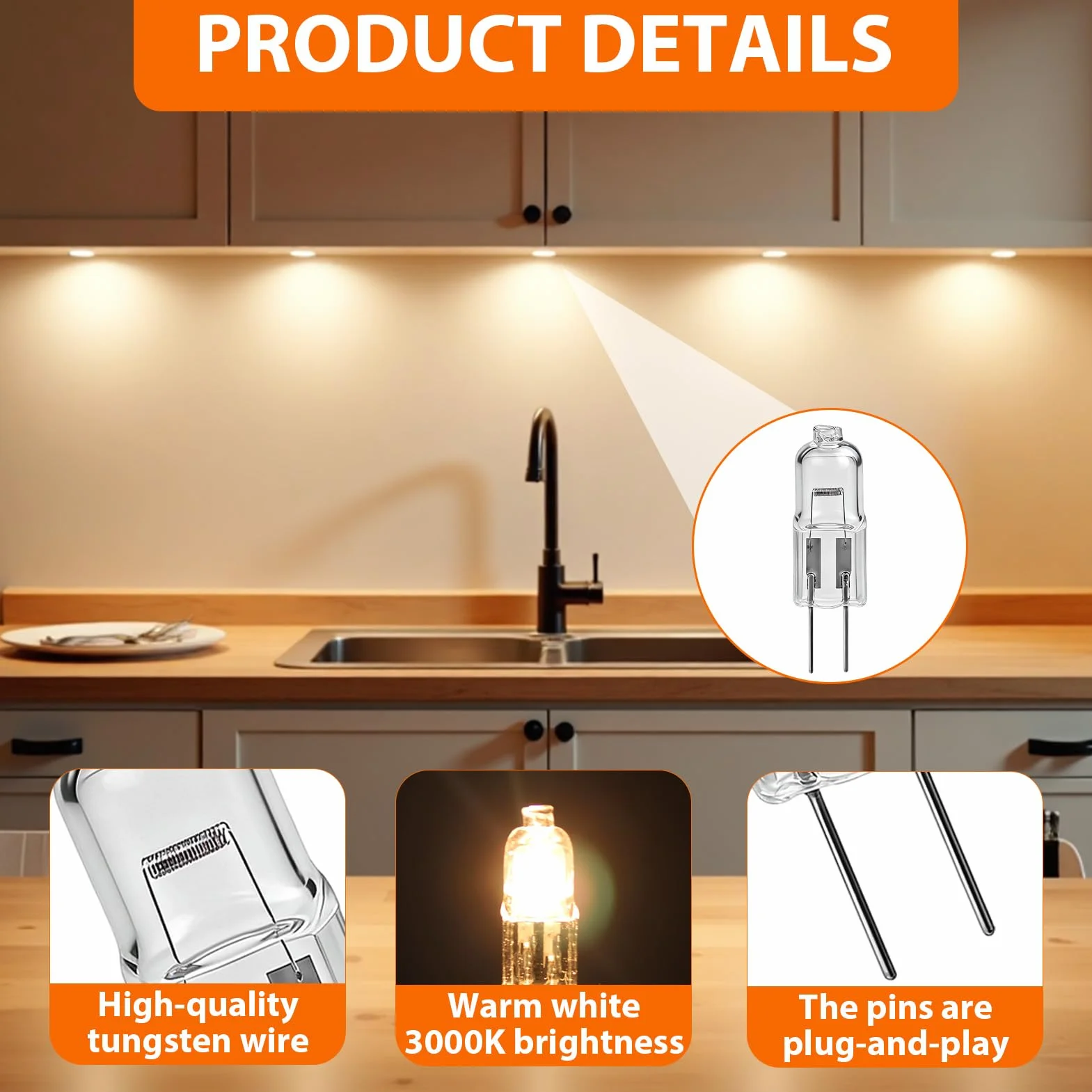Ampoule Halogène G4 12V 10W 3000K Blanc Chaud Lot de 5 Pièces Culot à Broche Haute Luminosité