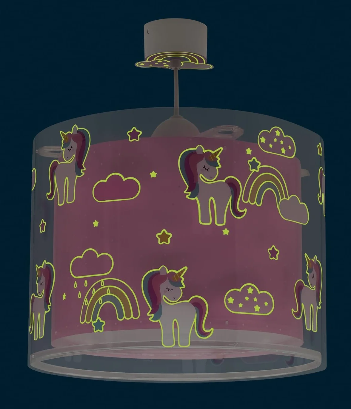 Dalber Lustre Chambre Lampe Suspension Plafonnier Enfants Unicorns Licornes Jaune E27