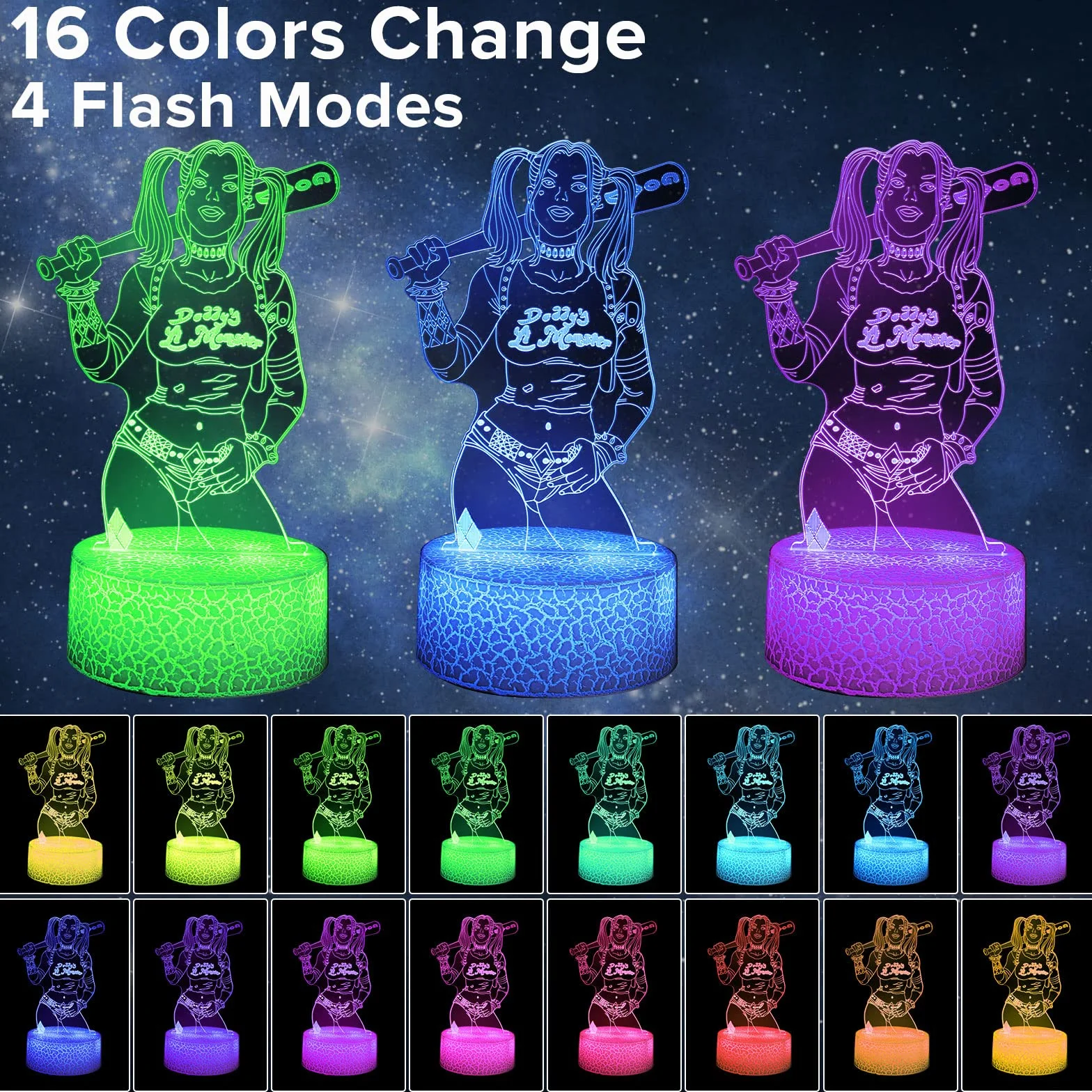 Anime 3D LED Veilleuse 16 Couleurs USB Tactile Télécommande Lampe de Table Monstre Comédie Cadeau Anniversaire