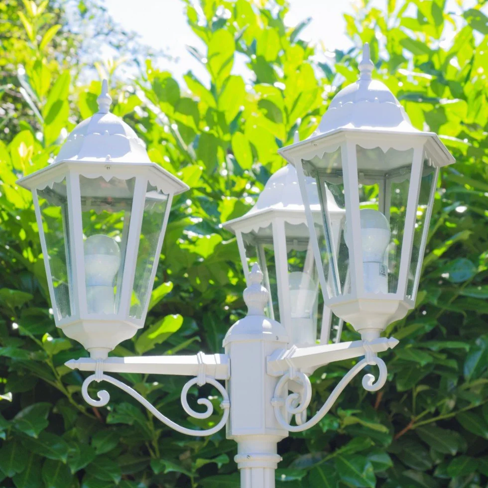 Lampadaire en fonte d'aluminium blanc antique réglable IP44 3xE27 jardin rétro