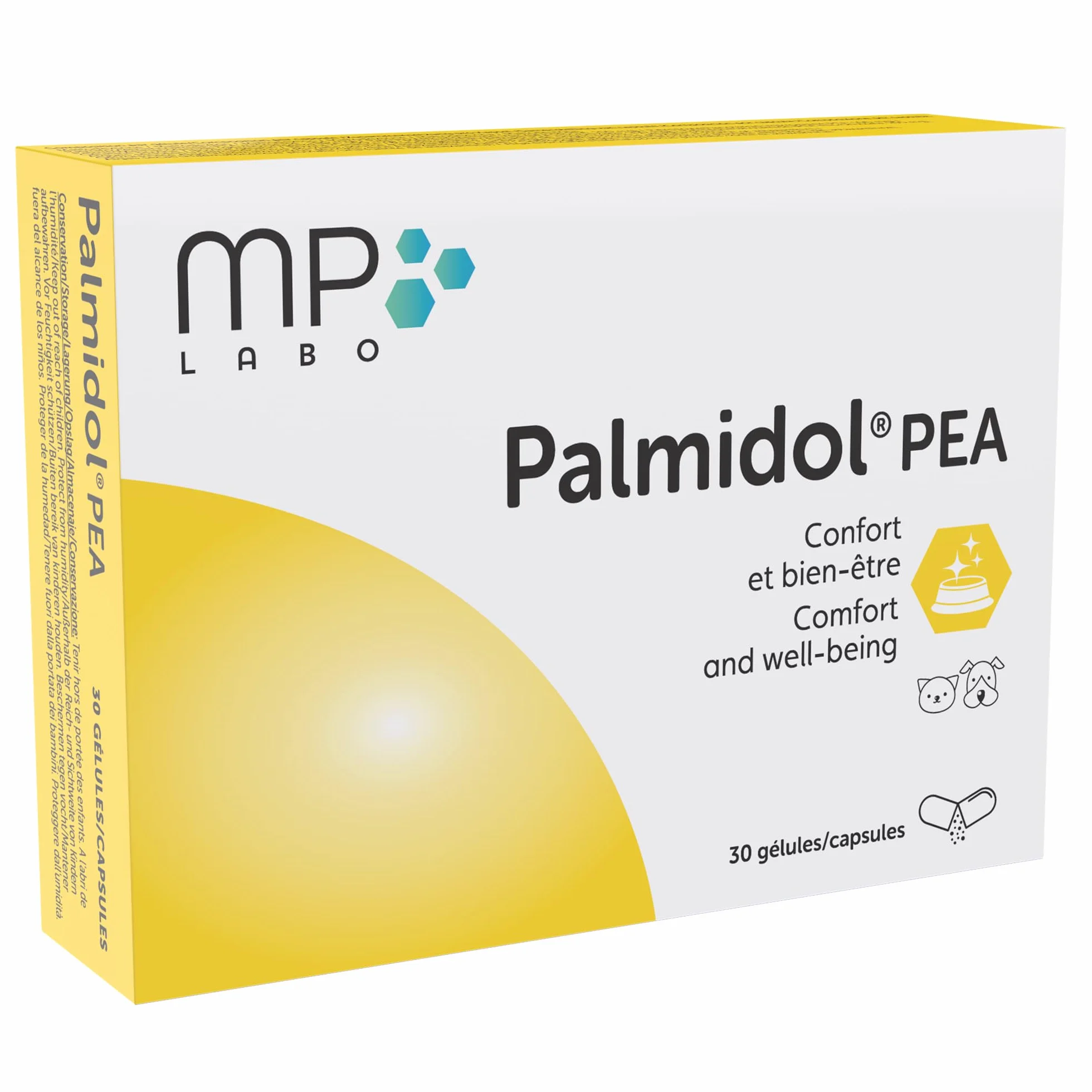 MP Labo Palmidol® PEA 30 Gélules - Complément pour Chien et Chat - Palmitoyléthanolamide et Astaxanthine