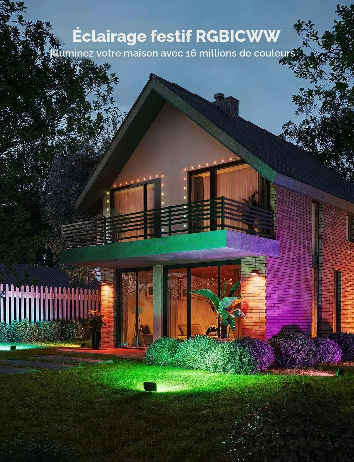 Govee Lot de 4 Phares Projecteur LED Extérieur RGBIC, IP66, Compatible Alexa Google Home