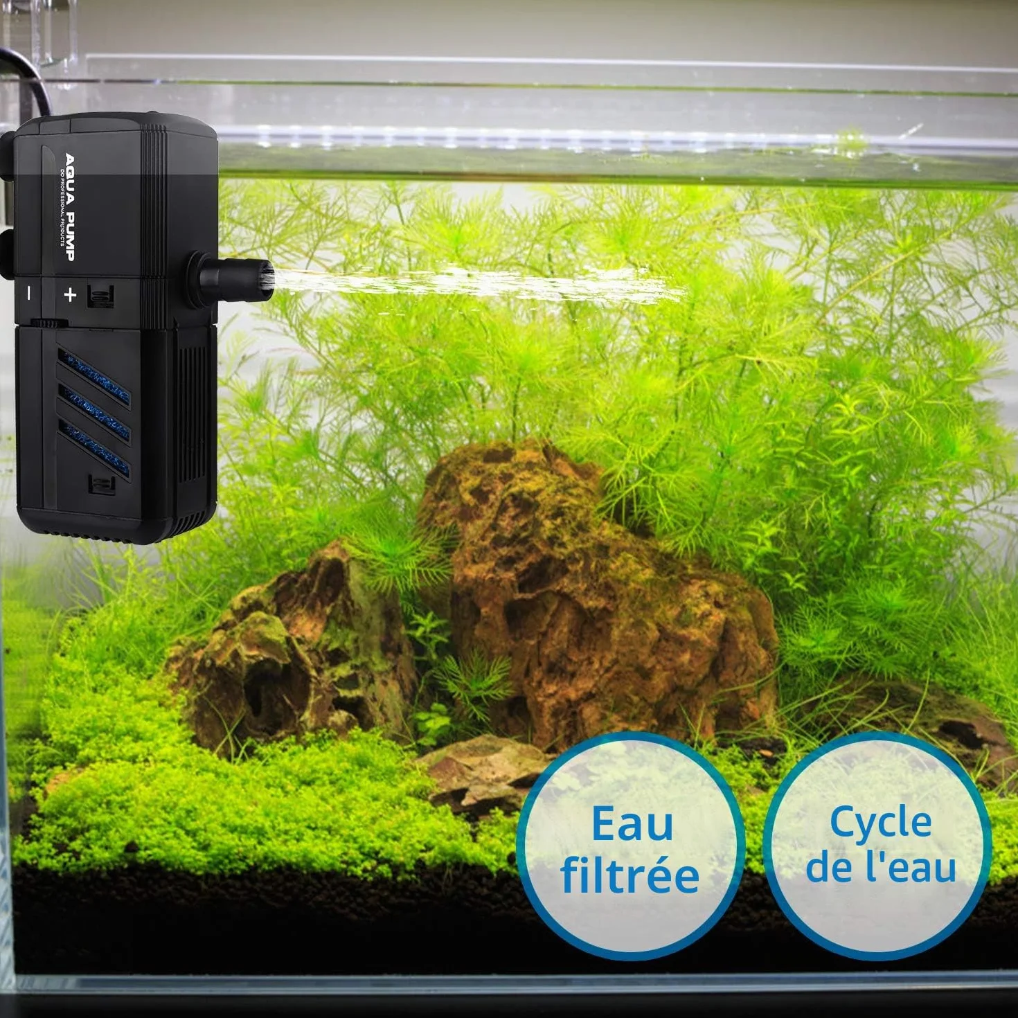 Filtre d'aquarium 6W 500L/H interne réglable pour aquarium 30-150L