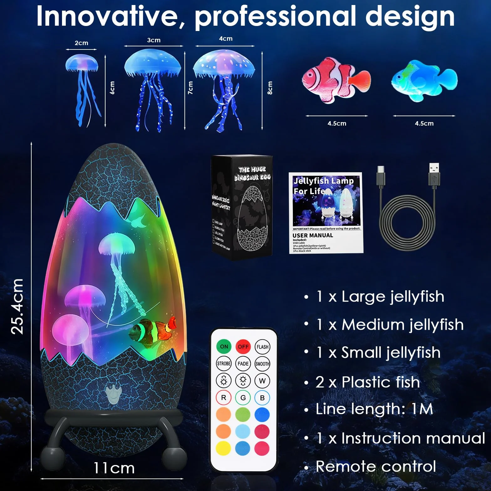 GuKKK Lampe à Lave à Méduses USB, 17 Changement de Couleur Lampe d'Ambiance Décoration Chambre