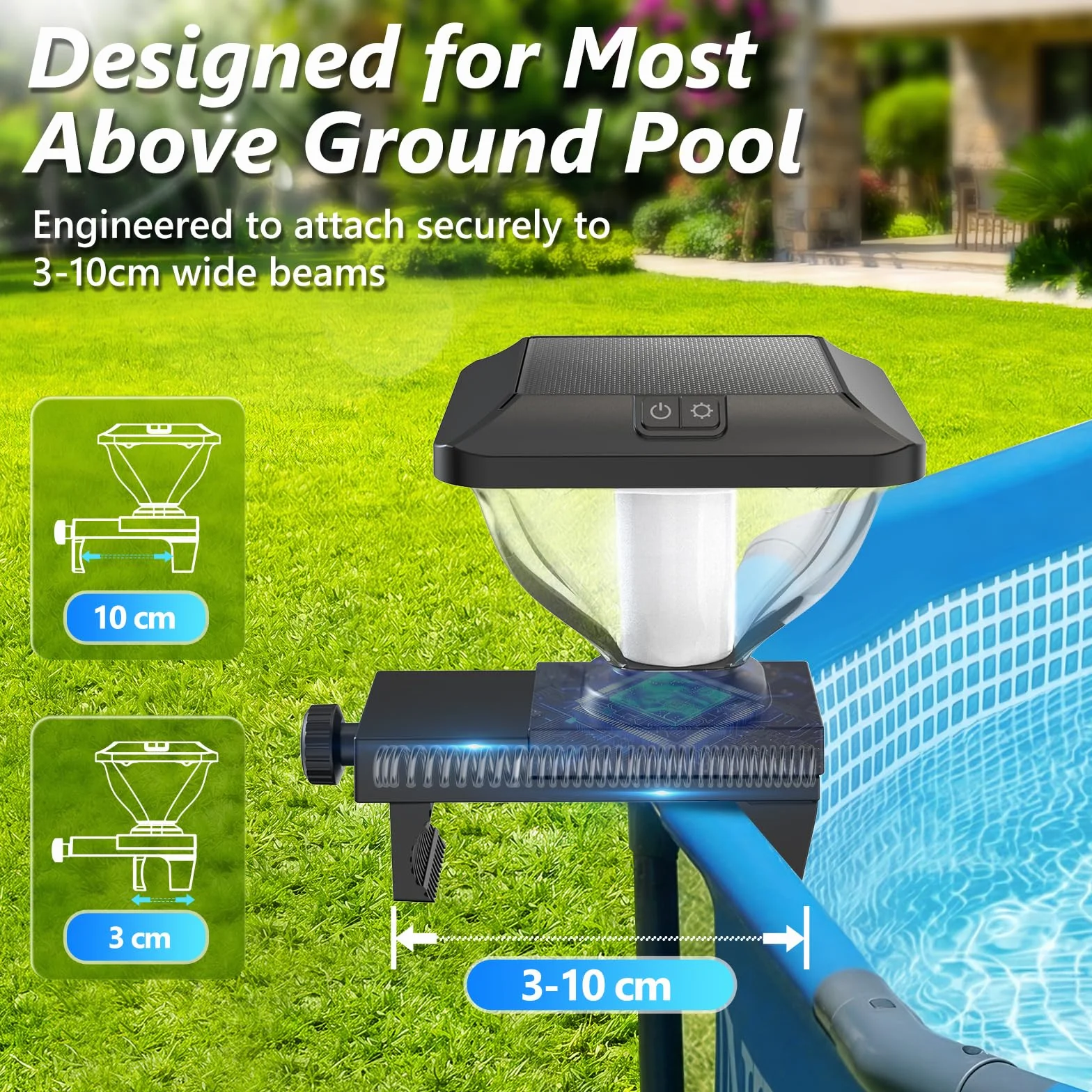 DeeprBling Lumiere Solaire Piscine Hors Sol LED RGB IP68 1 Pièce
