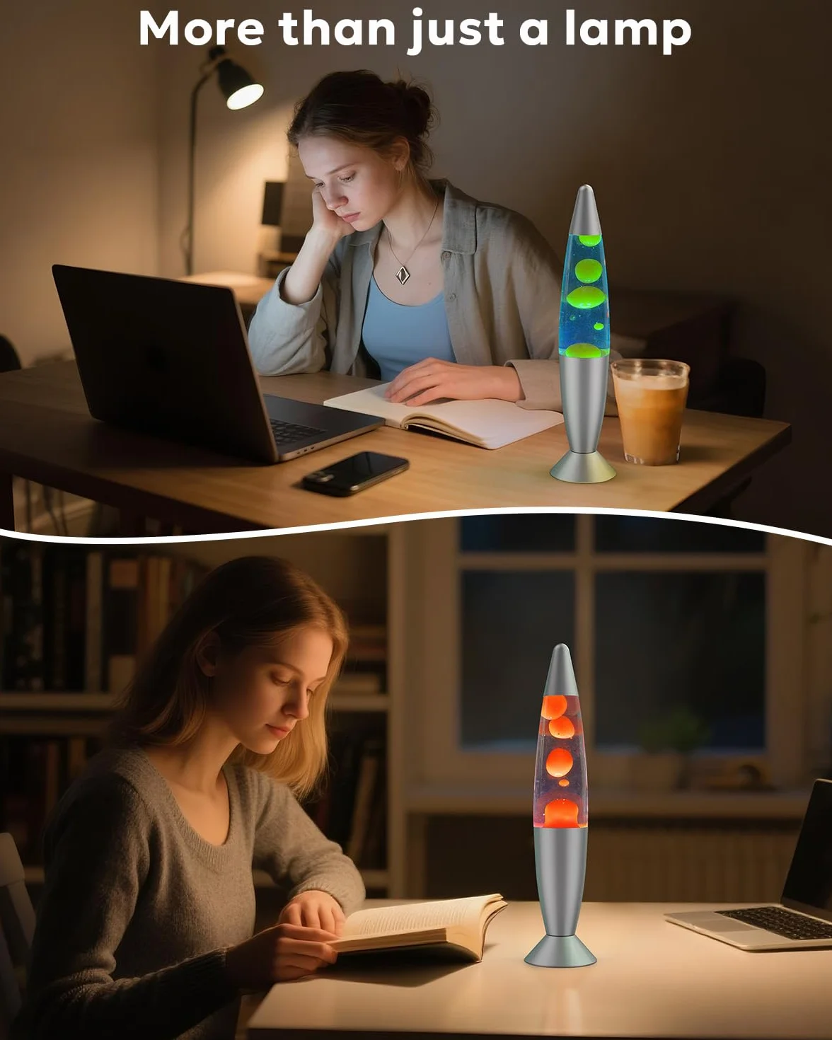 Lampes LED à mouvement liquide 34,8 cm, couleur changeante, blanc et orange, lumière d'ambiance