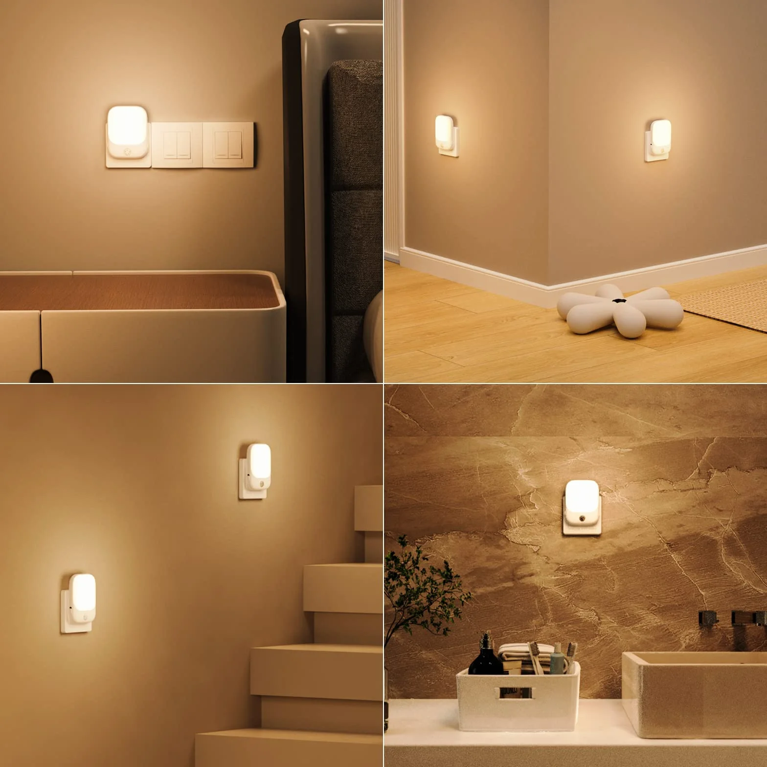 Lot de 2 Veilleuses LED, Veilleuse Prise Electrique avec 5 Niveaux Luminosités et Capteur de Crépuscule