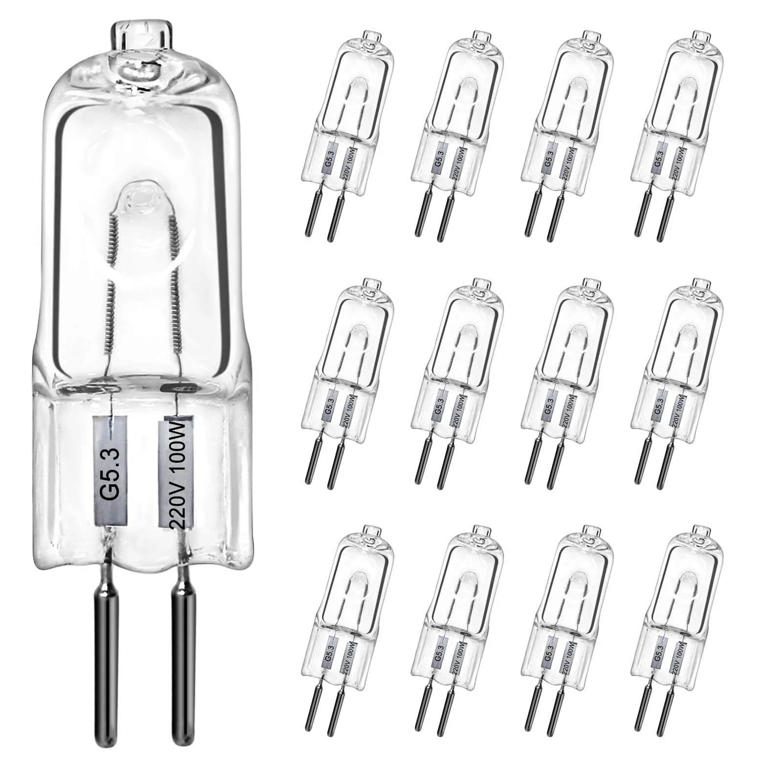 Ampoules halogènes G5.3 220V 100W blanc chaud 2700K dimmable paquet de 12