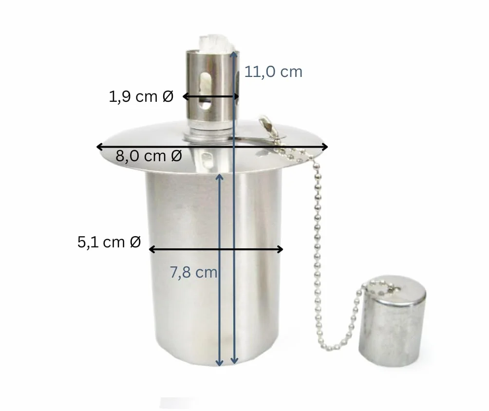 Réservoir d'huile en acier inoxydable 115 cm³ Ø 5,1 cm Certifié TÜV