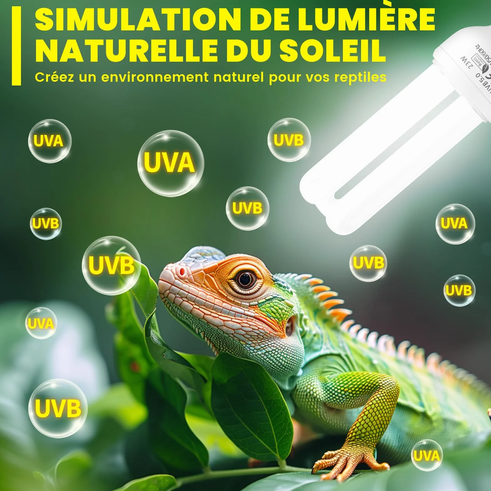 Lampe UVB 5.0 23W E27 pour Oiseaux Perroquets Reptiles