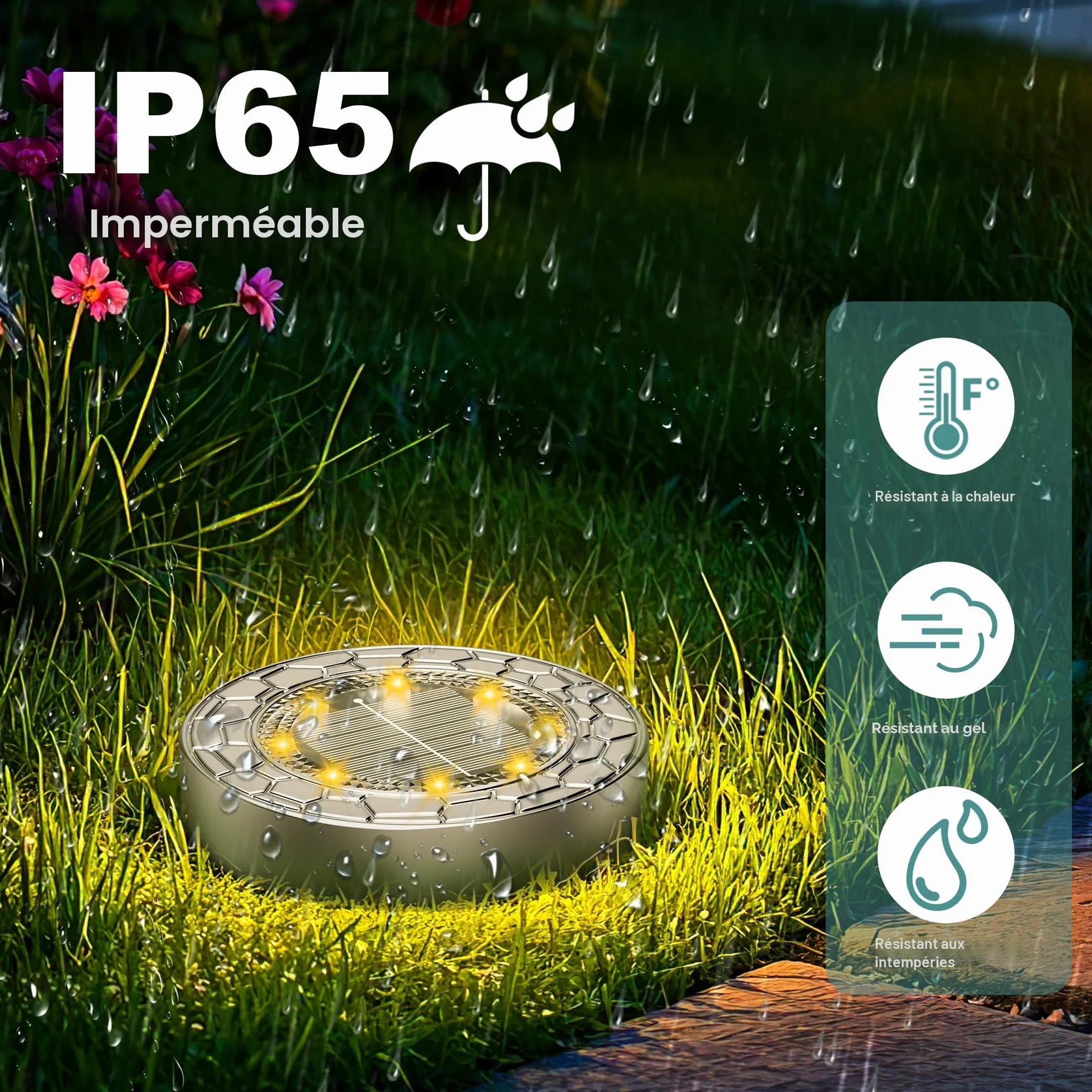 FIFlying Lampe Solaire Exterieur 10 Pièce LED Blanc Chaud, Acier Inoxydable, pour Jardin, Allée, Trottoir