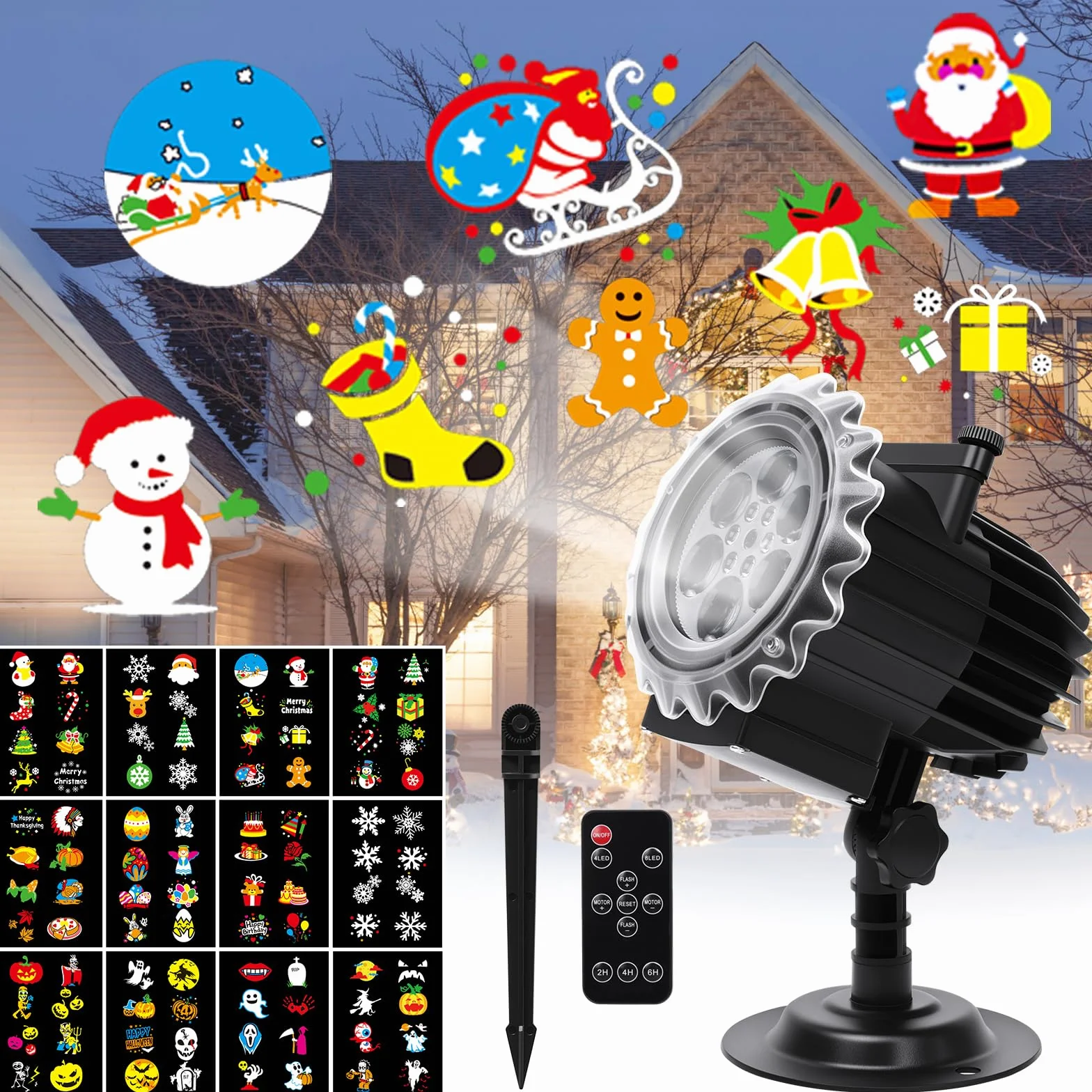 CIXMUS Projecteur Noël Exterieur 96 Motifs LED avec Télécommande et Minuterie Etanche