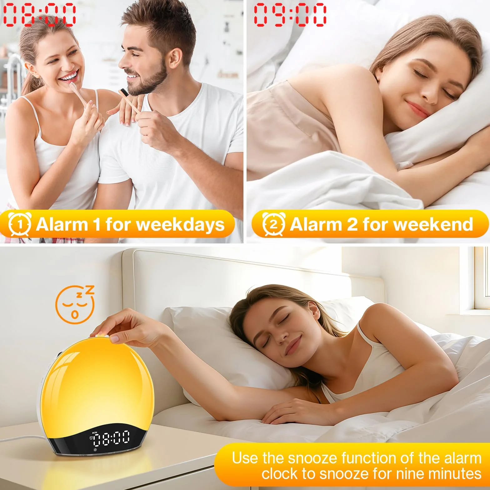 Eveil Lumière avec Enceinte Bluetooth Lampe Réveil Simulateur d'Aube LED 17 Couleurs 20 Niveaux Luminosité
