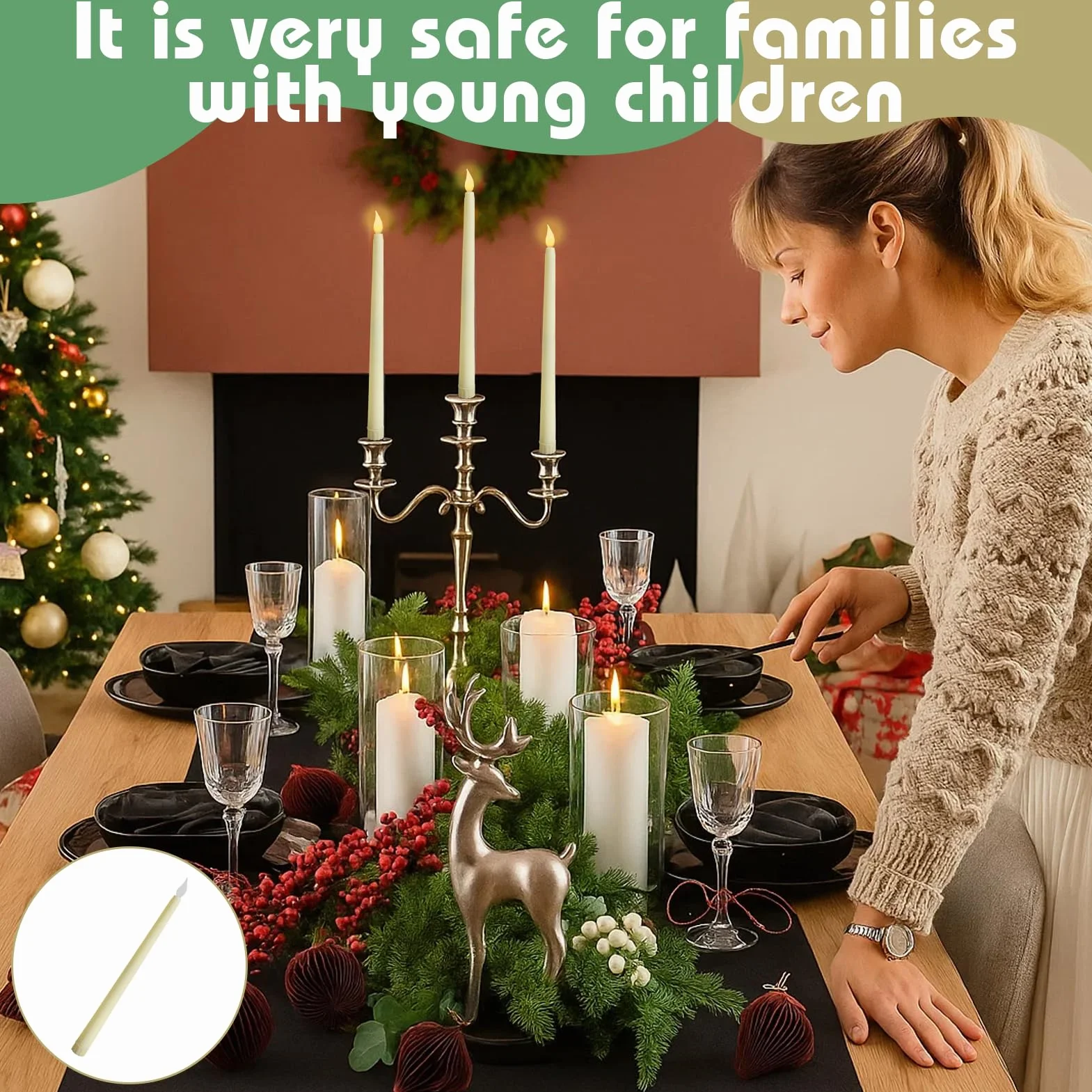 Bougie LED Flamme Vacillante 12 Pièces, Fausse Bougie Lumière Chaude pour Décoration Maison Noël