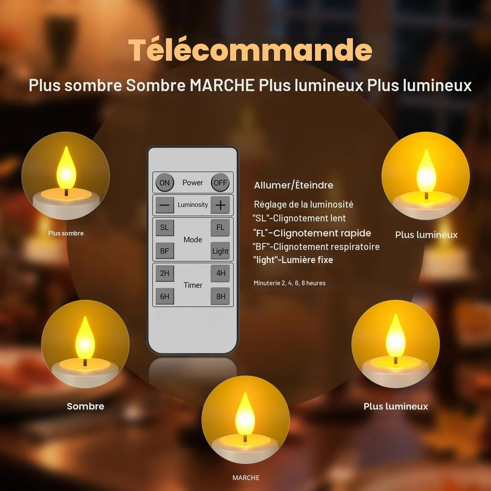 SoulBay 12 Bougies LED Rechargeables Flamme Vacillante avec Télécommande et Minuterie