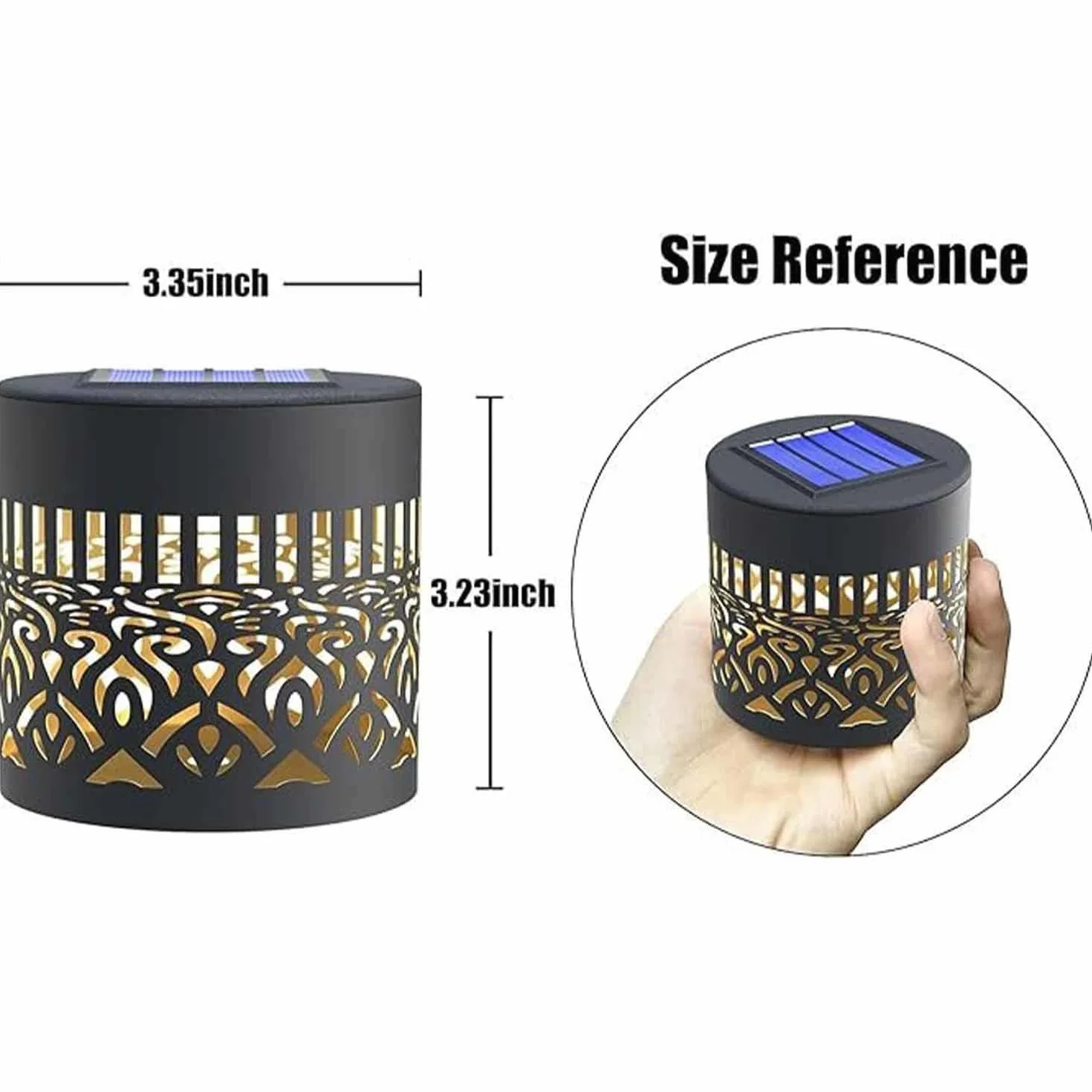 Lampes Solaires Clôture Mandala Métal 2pcs, Lampe Solaire Exterieur Jardin Imperméable