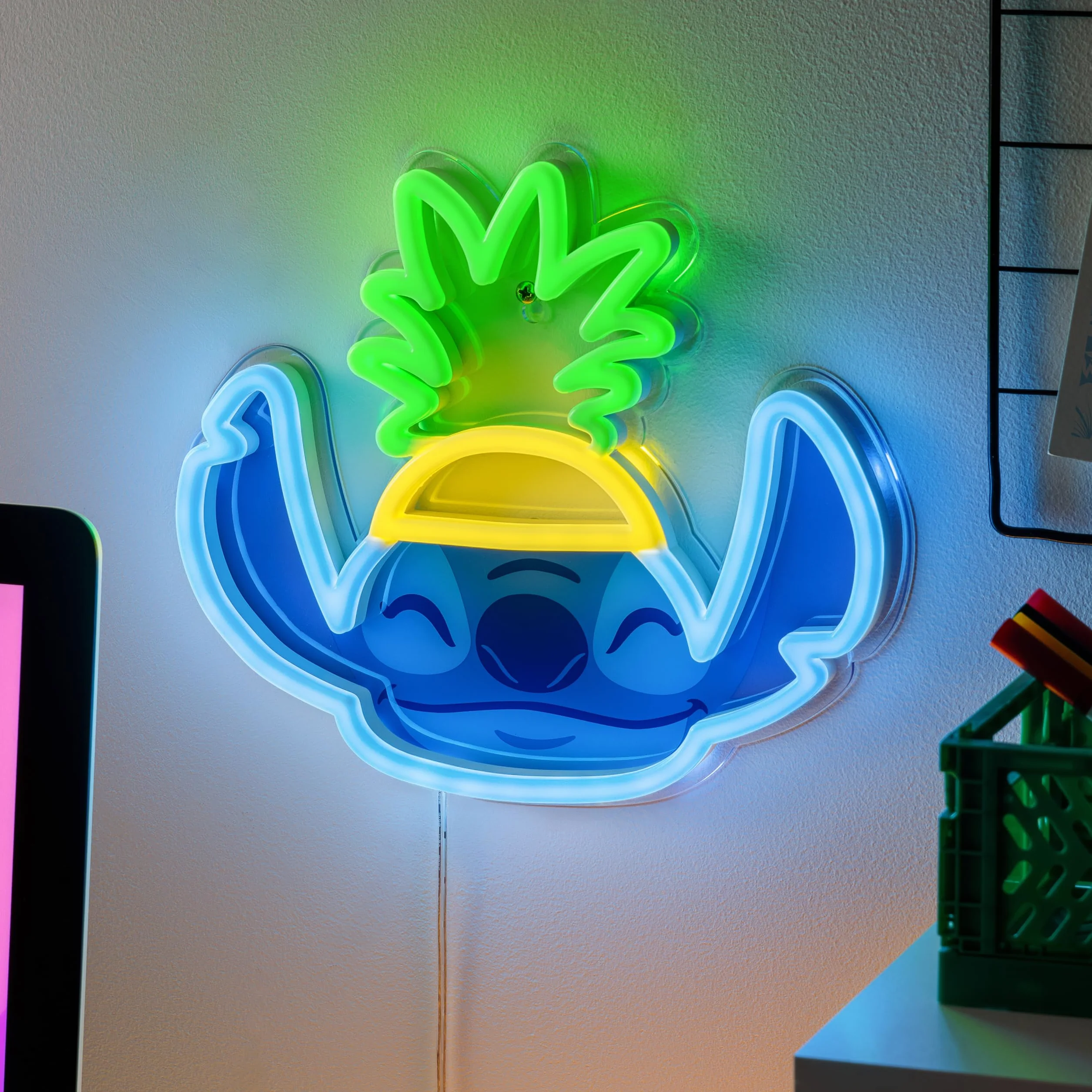 Paladone Applique murale néon LED Lilo & Stitch avec ananas, sous licence officielle Disney