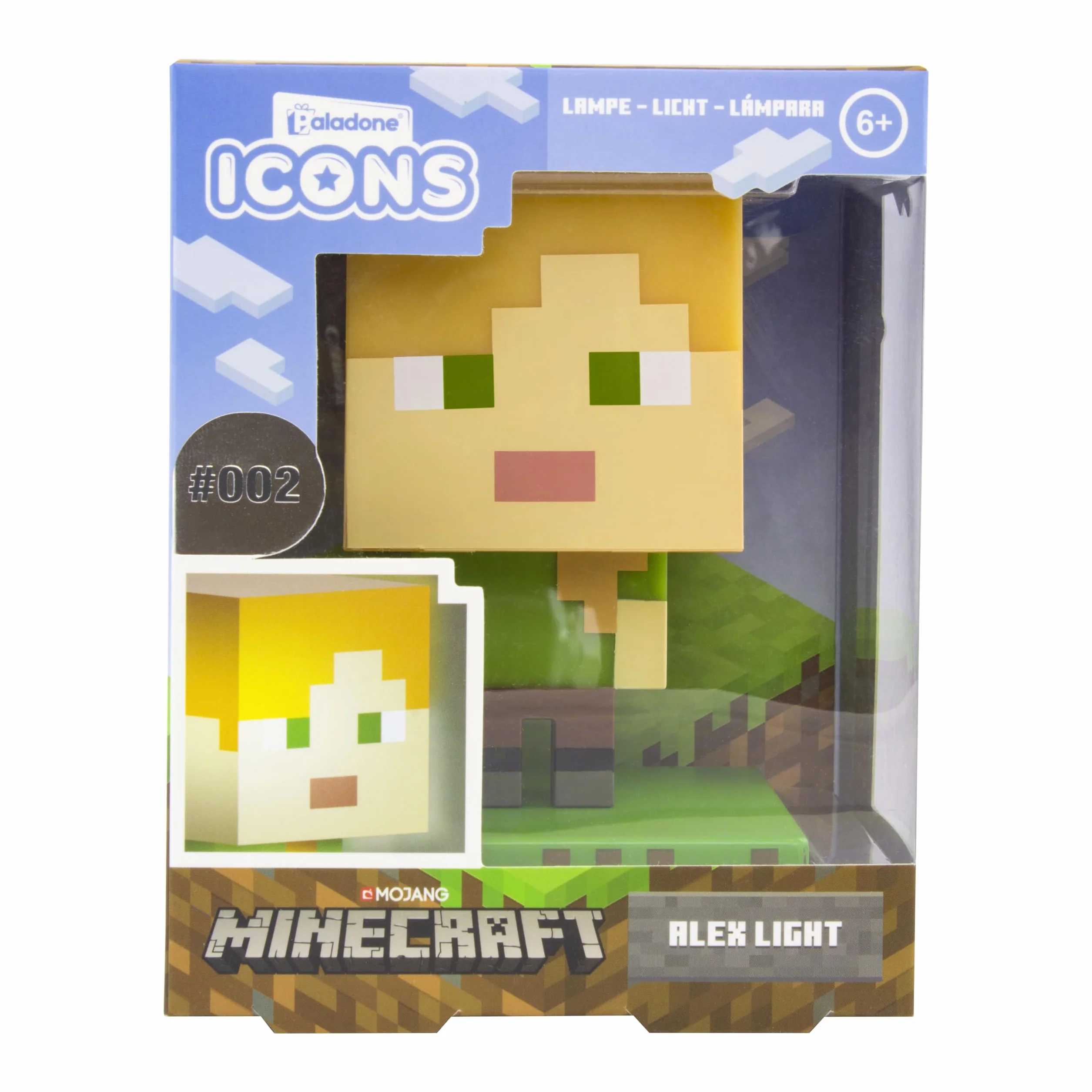Paladone Lumière Icone Minecraft Alex BDP Mini Veilleuse Pixelisée Lumineuse Multicolore
