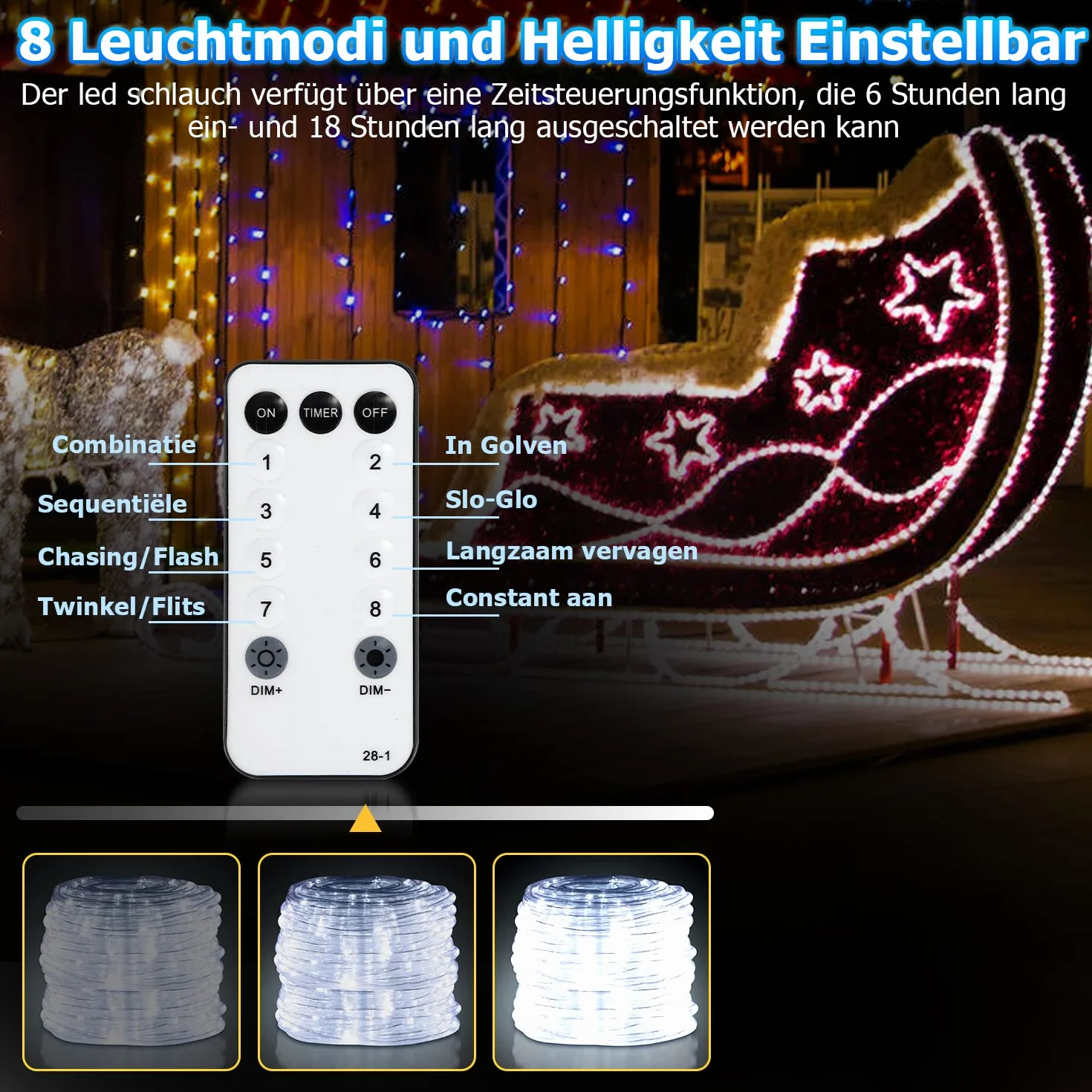 Guirlande lumineuse LED 20 m 200 LED étanche avec télécommande minuterie extérieur balcon terrasse lumière blanche froide